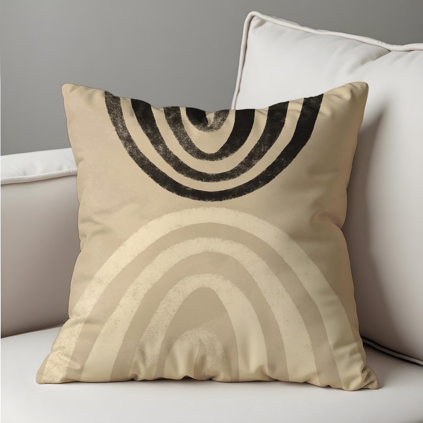 Modern Arch Cushion Cover, Beige & Black Abstract Throw Pillow Cover
