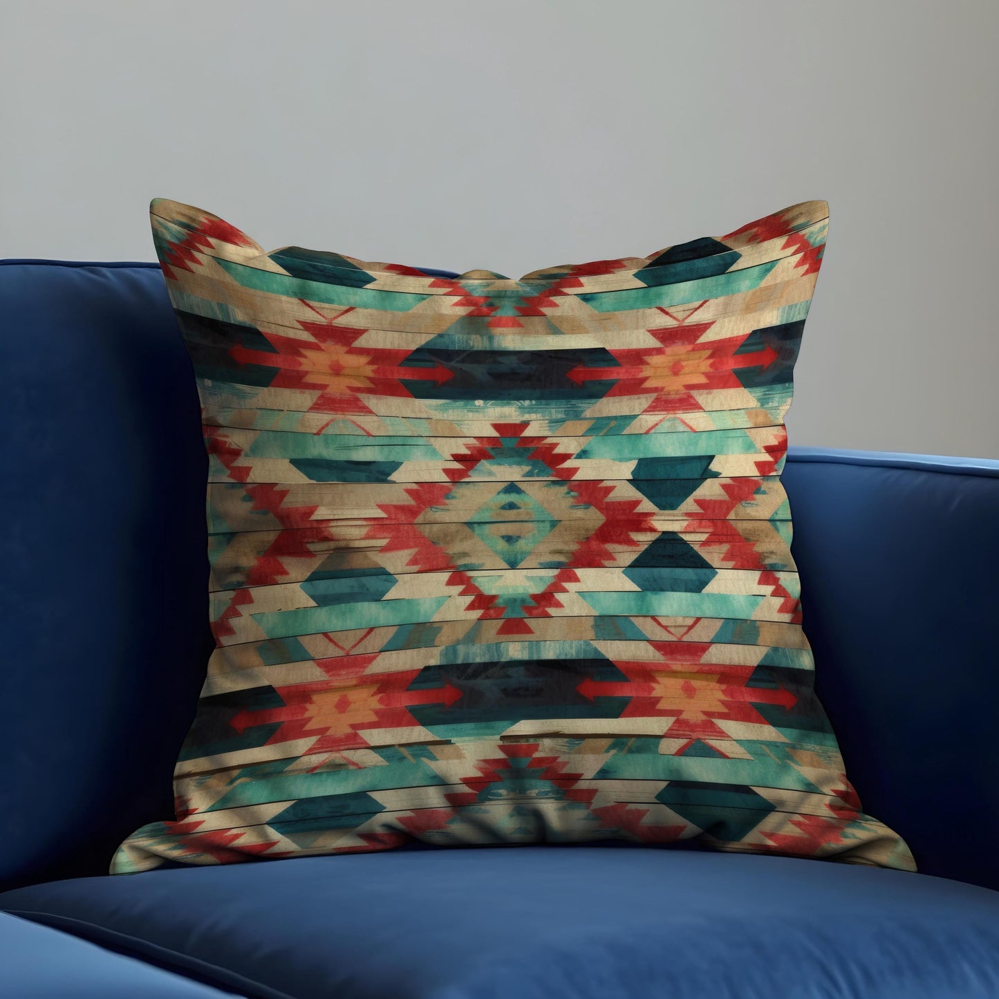 Southwestern Aztec Cushion Cover, Rustic Boho Tribal Diamond Pillow Cover