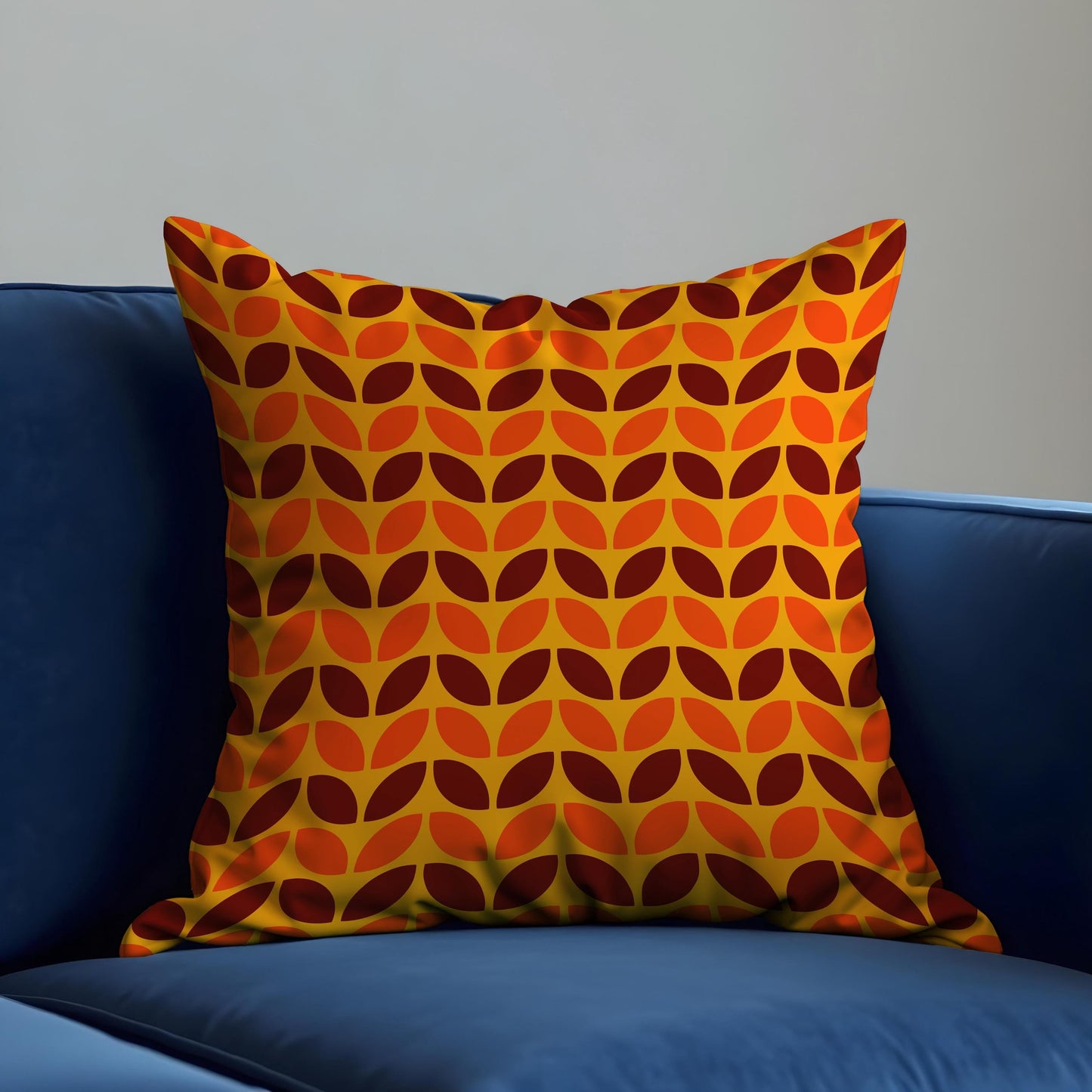 Retro Leaf Pattern Cushion Cover, Mid-Century Modern Pillow Case
