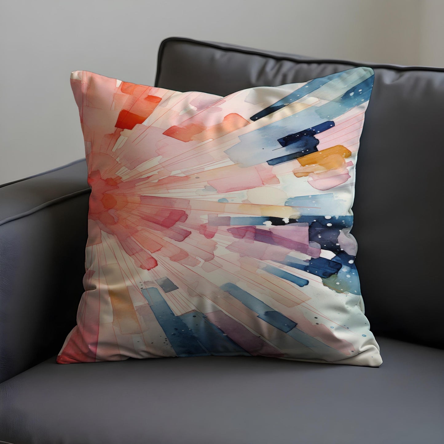 Watercolor Burst Cushion Cover, Abstract Color Explosion Throw Pillow Cover