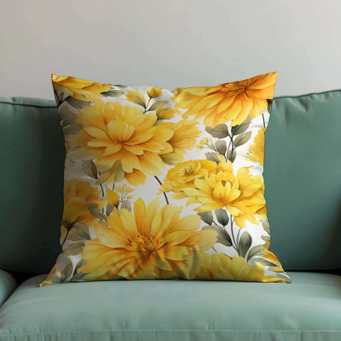 Sunny Yellow Floral Cushion Cover, Blooms Pillow Case