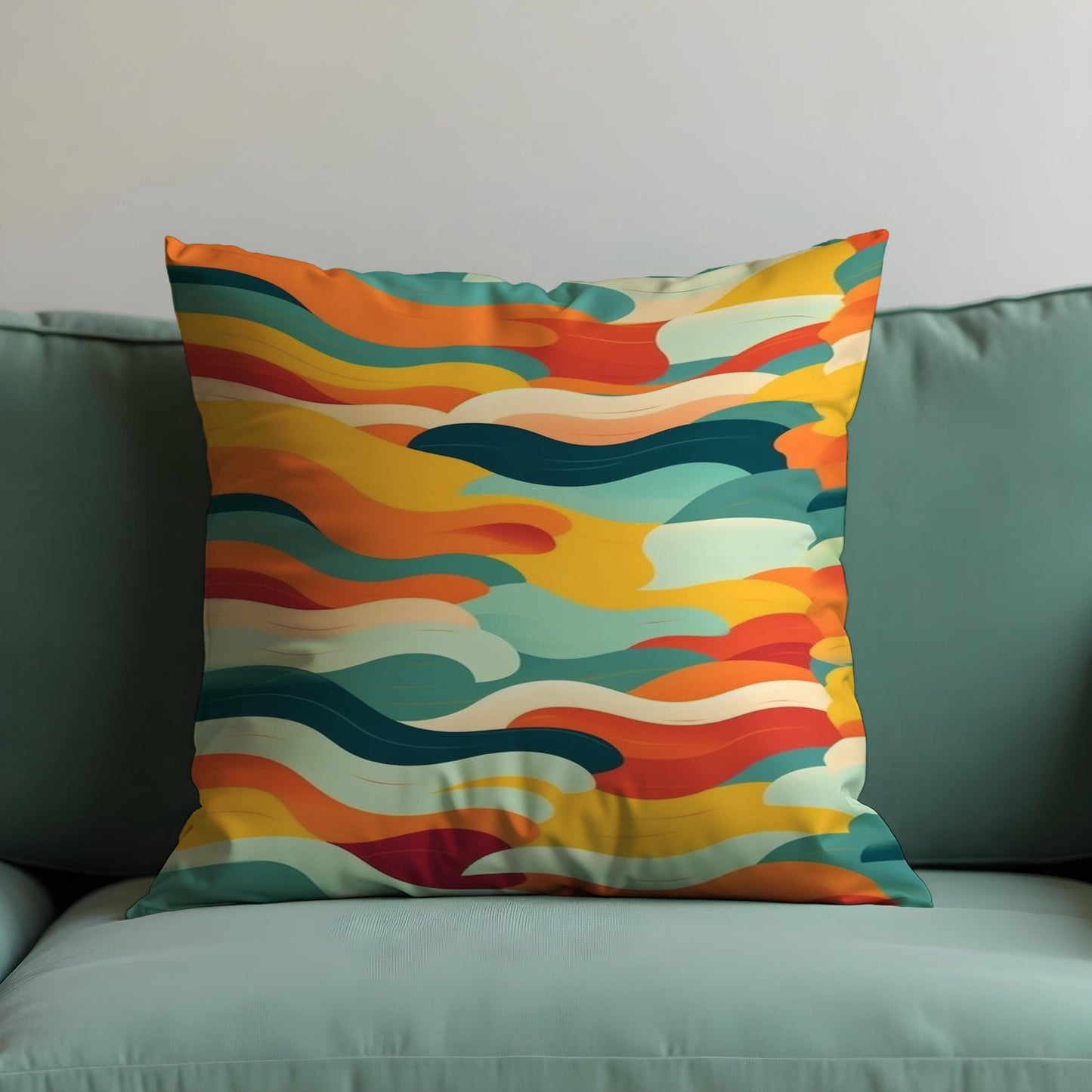 Retro Abstract Waves Cushion Cover, Mid-Century Modern Pillow Case