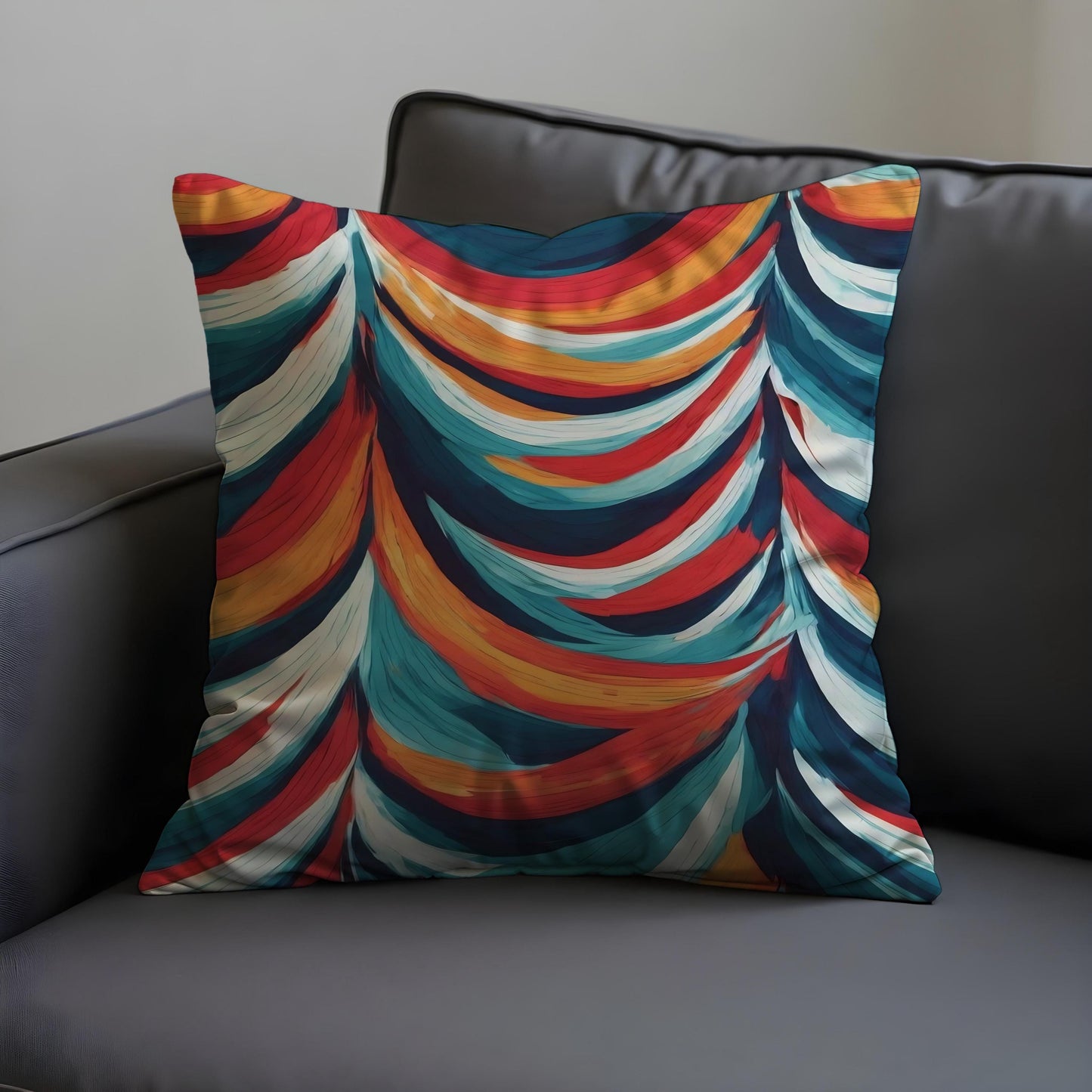 Colorful Feather Brushstroke Cushion Cover, Bold Abstract Pillow Cover
