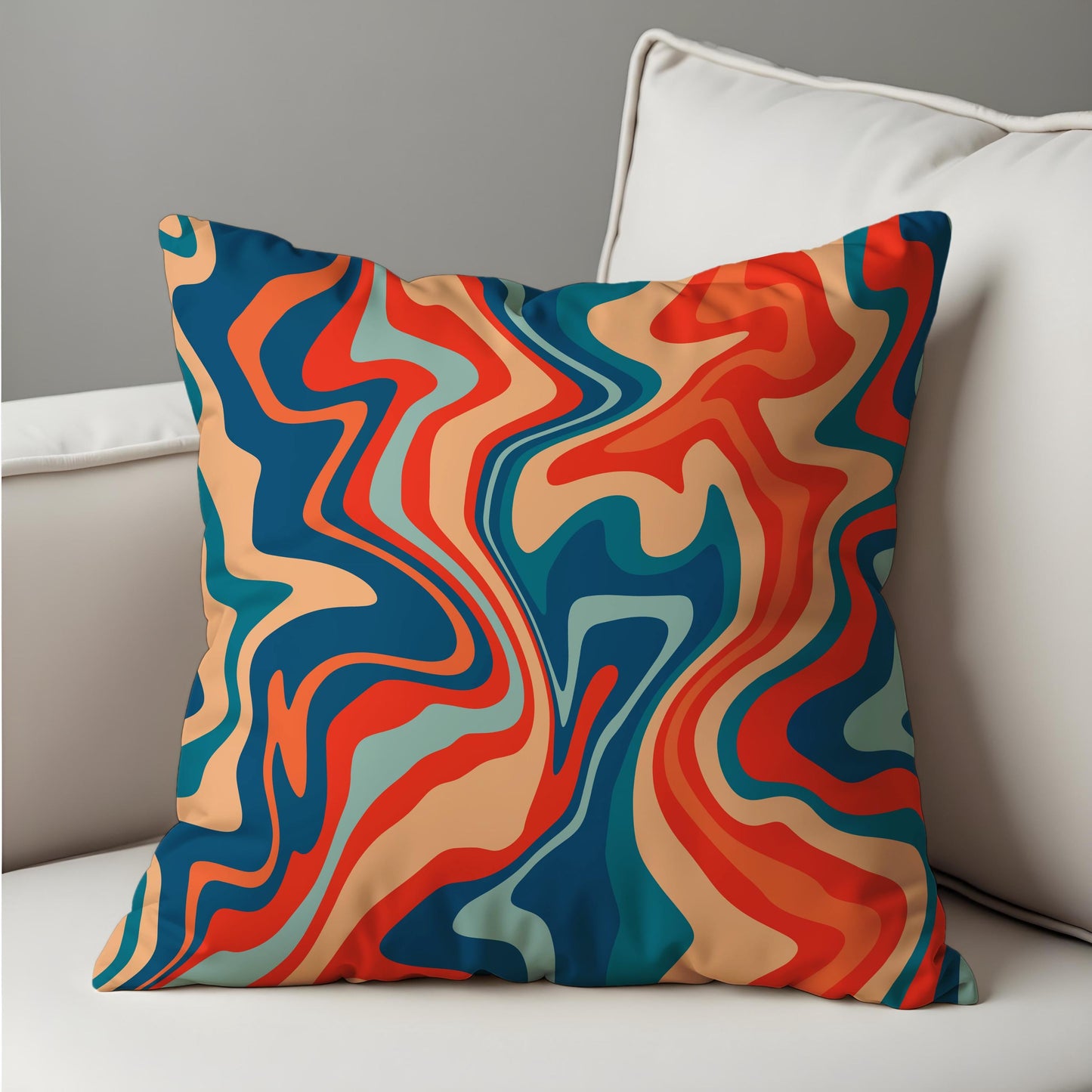 Psychedelic Swirl Cushion Cover, Retro Groovy Abstract Pillow Cover