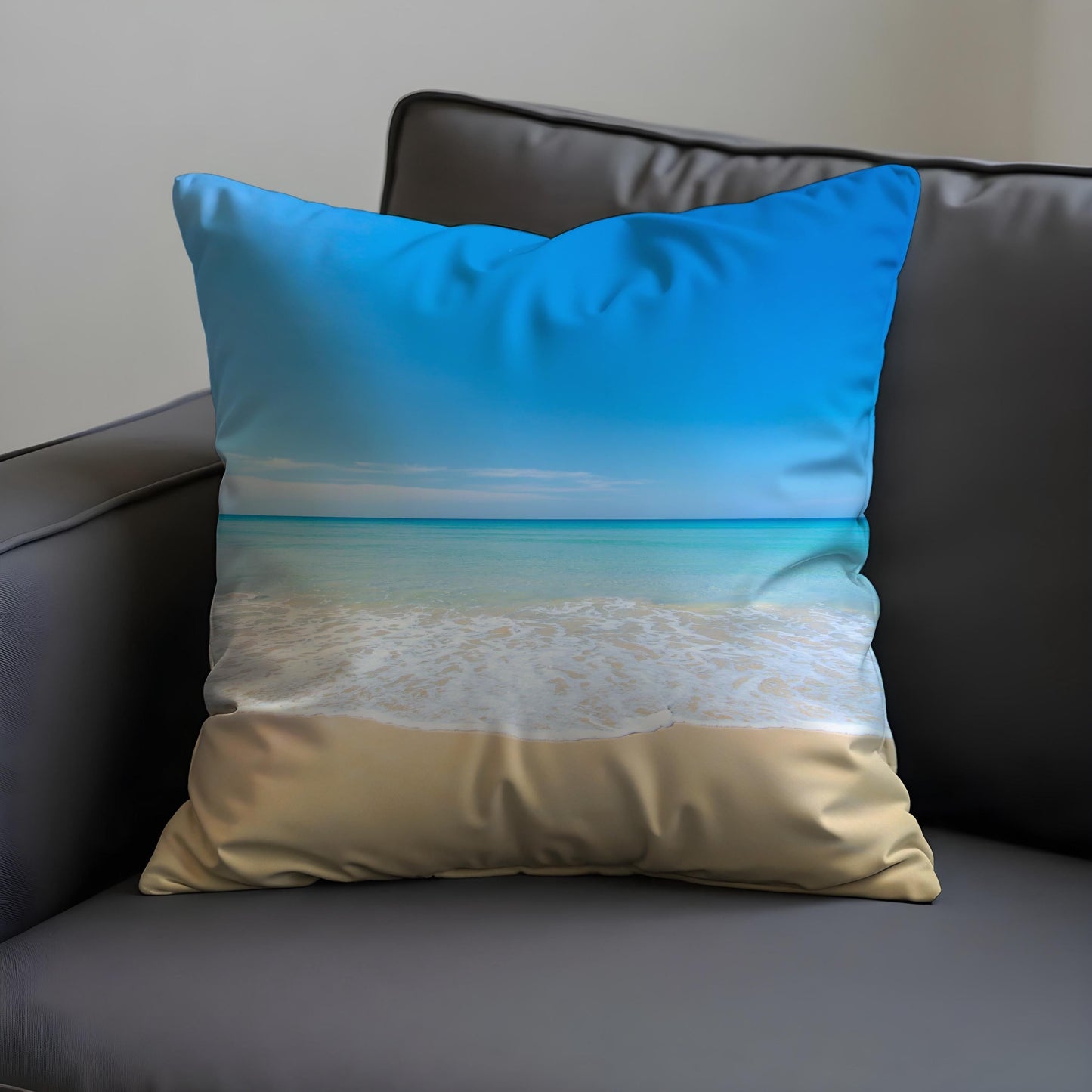 Tropical Beach Cushion Cover, Calm Ocean Pillow Case