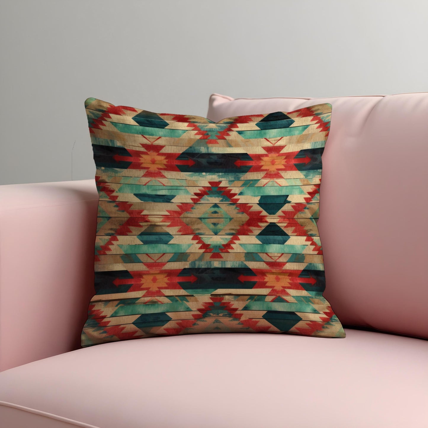 Southwestern Aztec Cushion Cover, Rustic Boho Tribal Diamond Pillow Cover