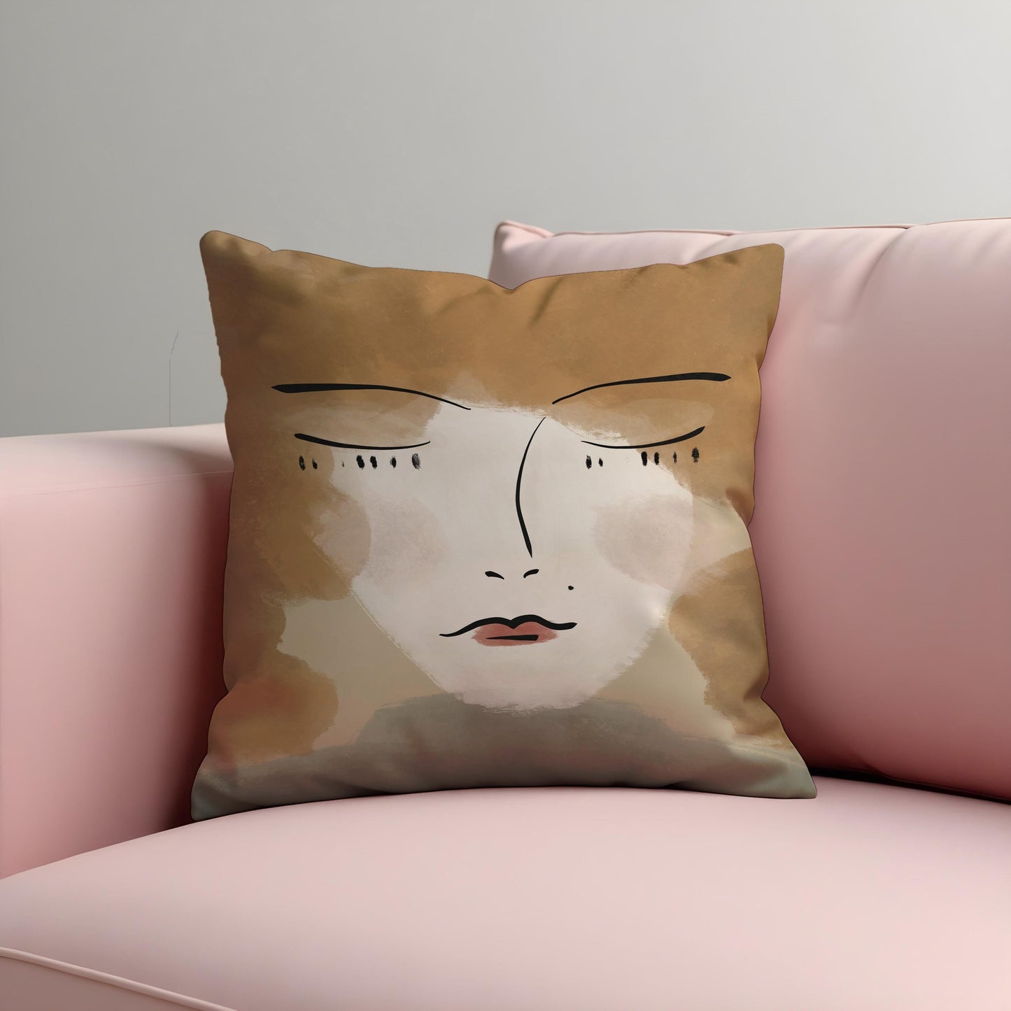 Abstract Face Art Cushion Cover, Minimalist Line Drawing Pillow Cover