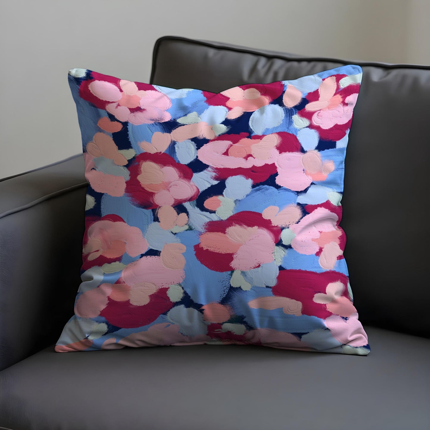 Abstract Floral Cushion Cover, Paint Effect Brushstroke Pillow Cover