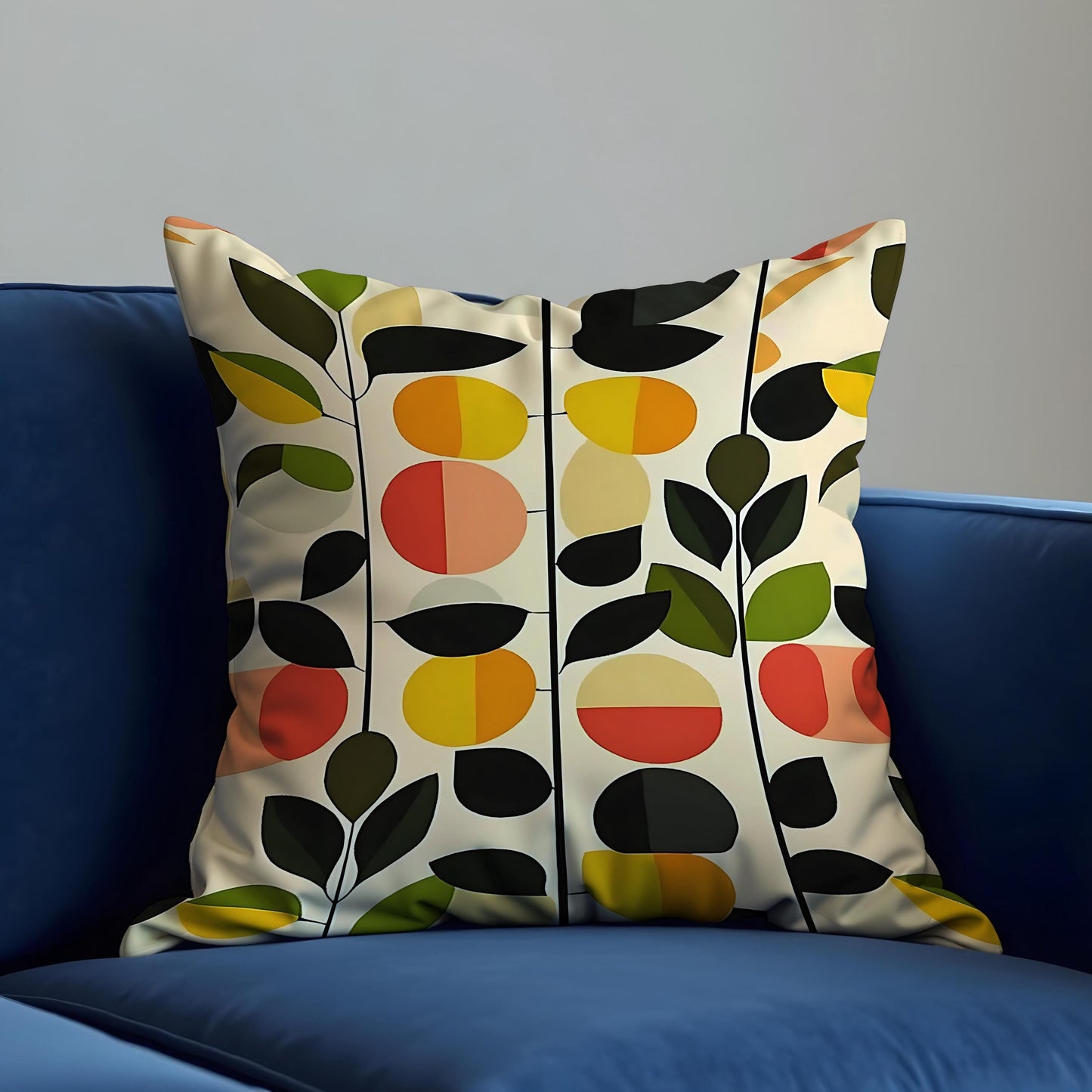 Modern Abstract Floral Cushion Cover, Geometric Pattern Pillow Case
