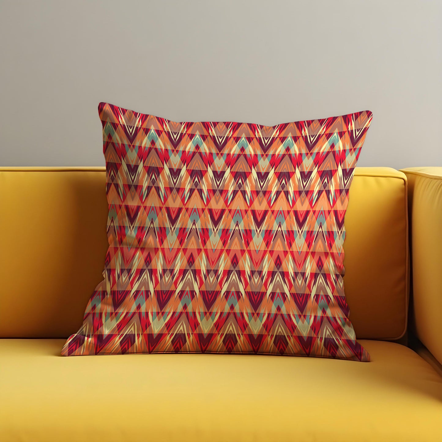 Boho Tribal Chevron Cushion Cover, Vibrant Geometric Pillow Case