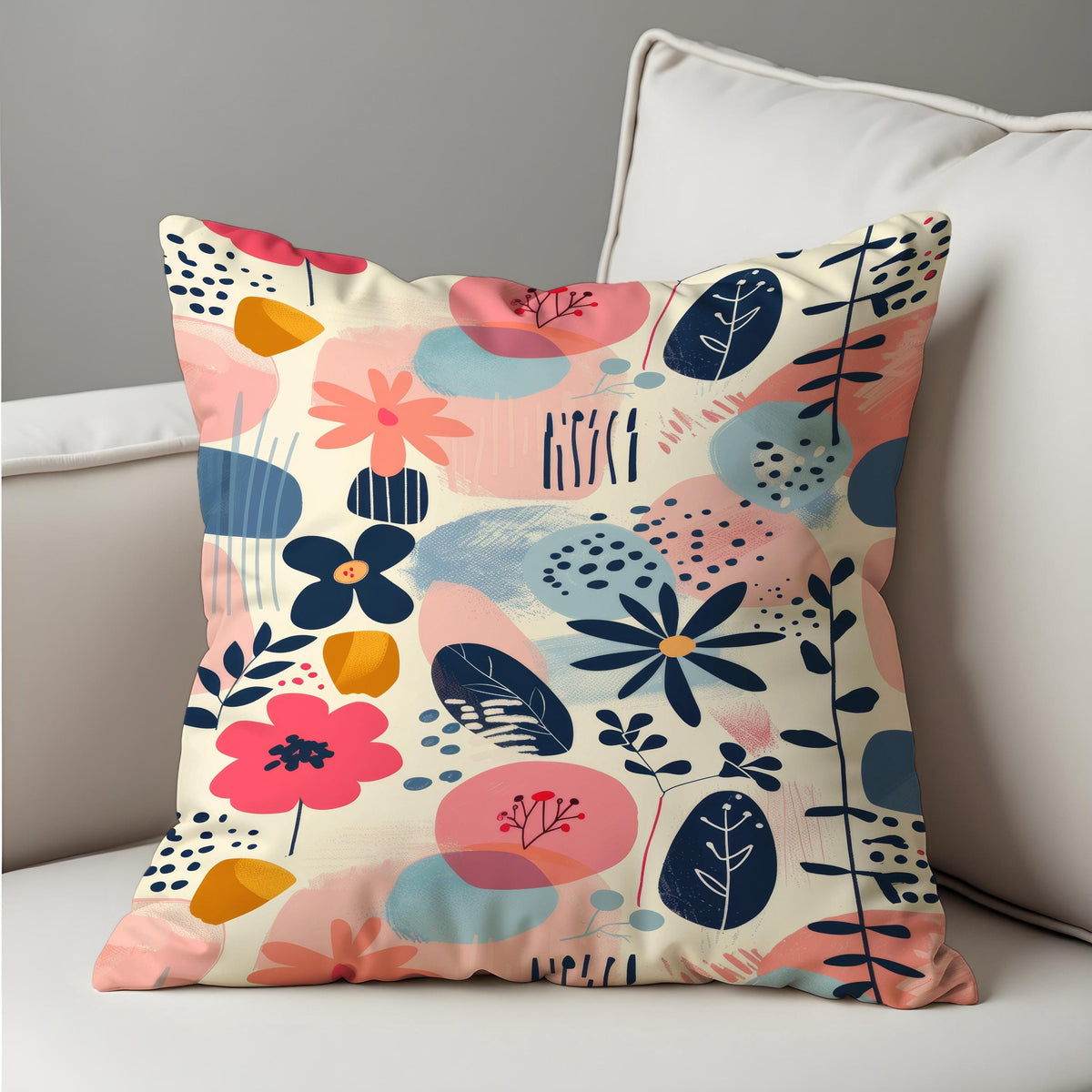 Abstract Floral Cushion Cover, Botanical Pillow Case
