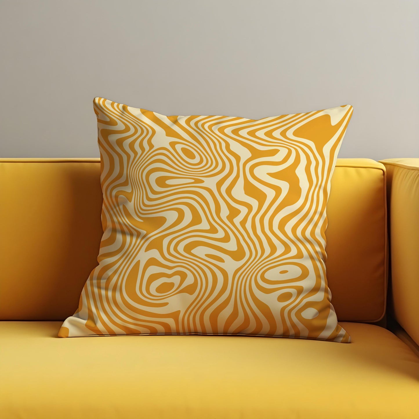 Abstract Yellow Cushion Cover, Swirling Geometric Line Pillow Case