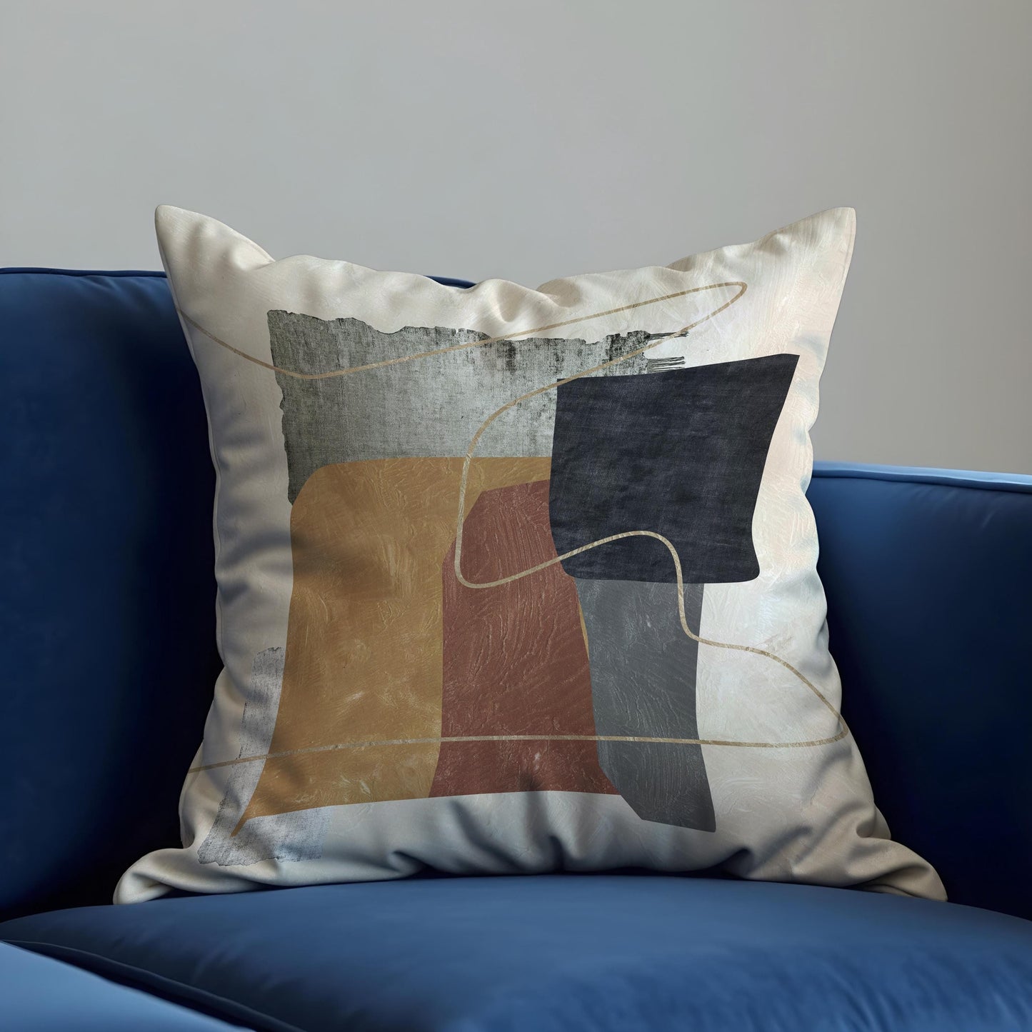 Modern Abstract Cushion Cover, Terracotta & Charcoal Art Print Pillow Case