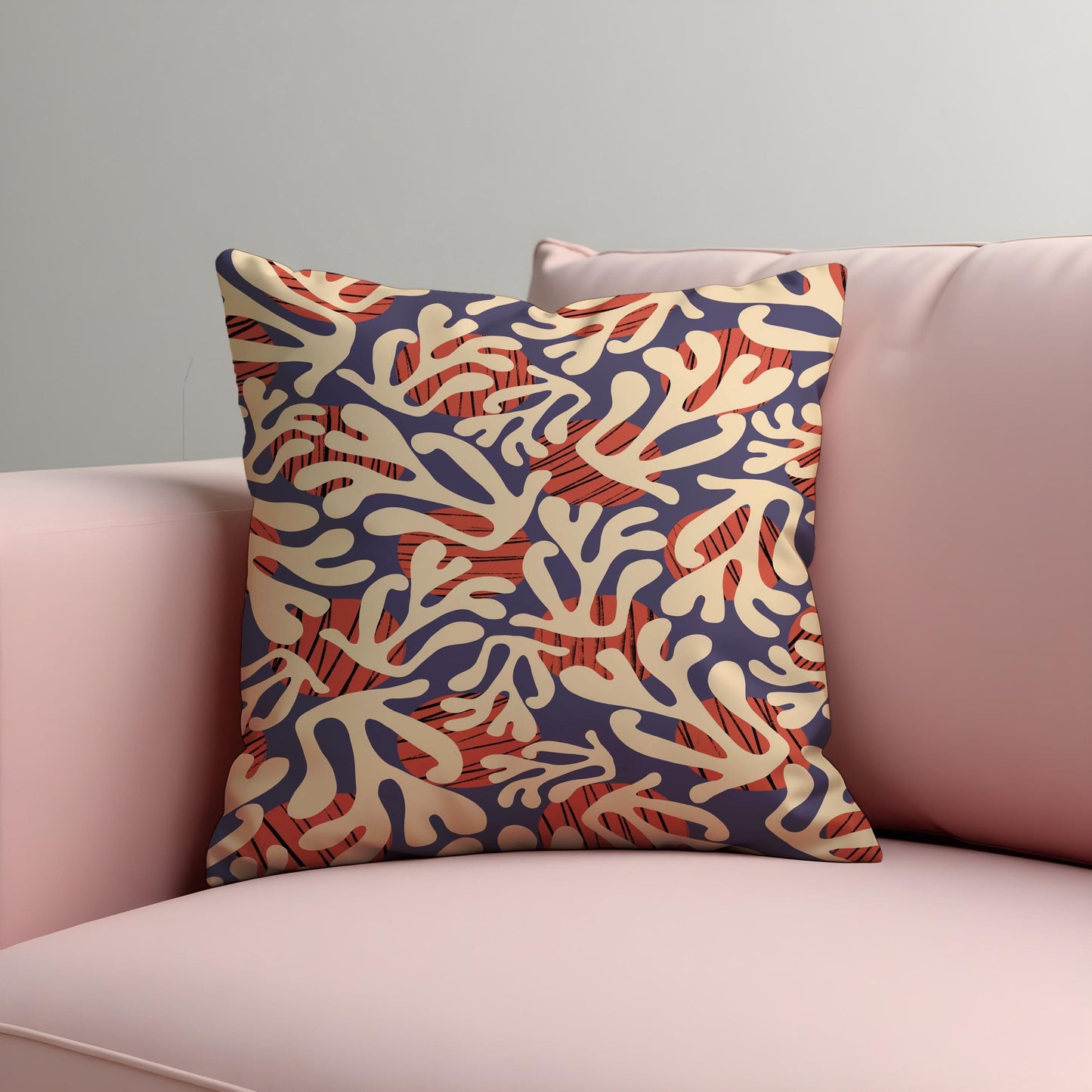 Abstract Coral Reef Cushion Cover, Modern Ocean Pillow Cover