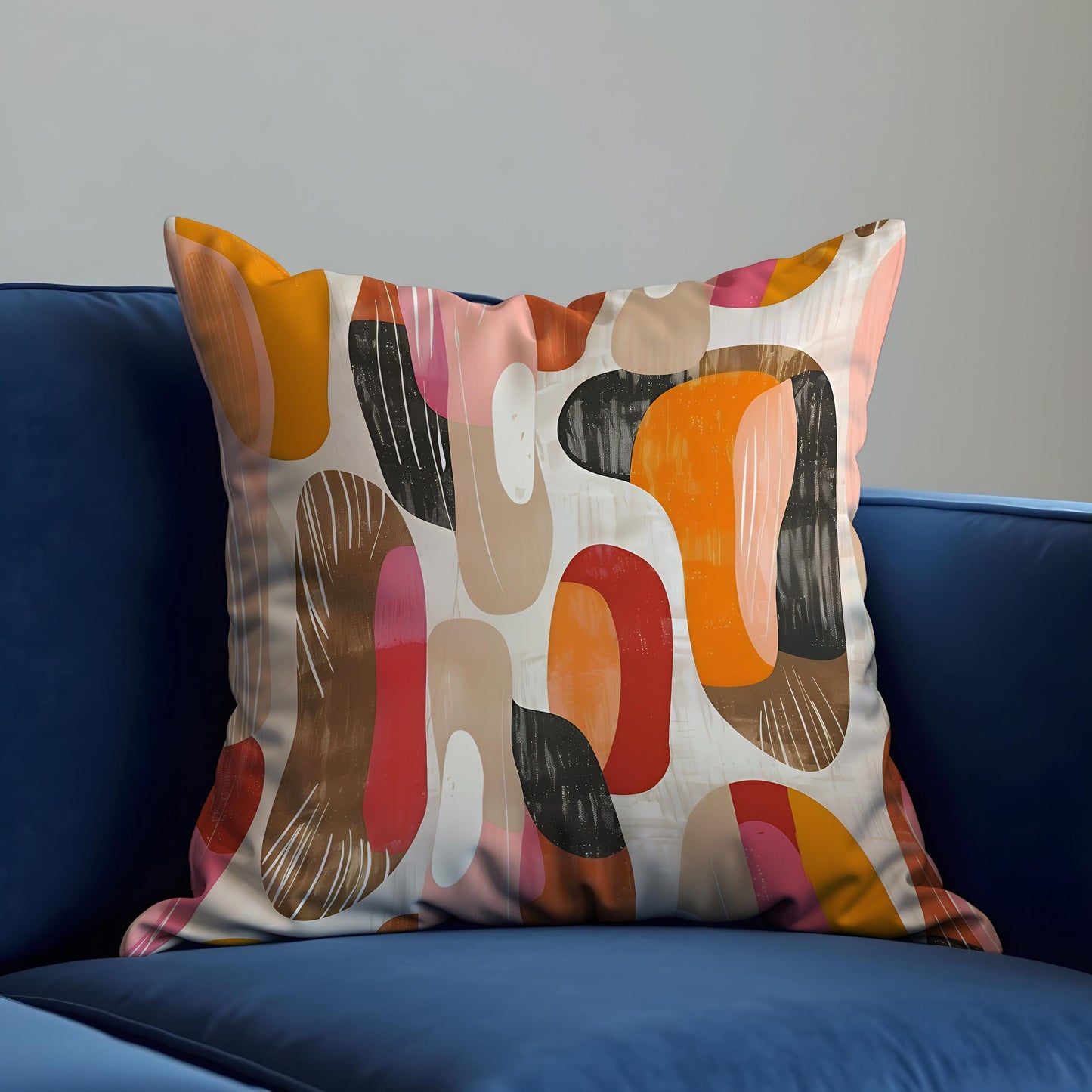 Modern Abstract Cushion Cover, Bold Organic Shapes Pillow Cover