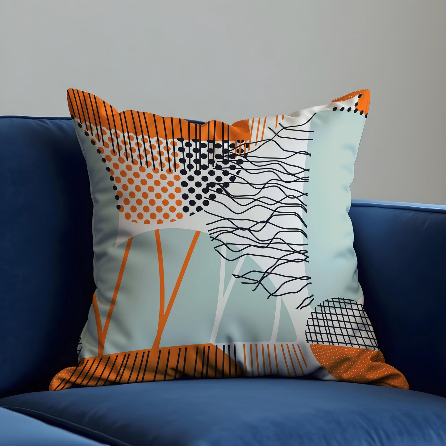 Abstract Modern Cushion Cover, Geometric Lines and Dots Pillow Case