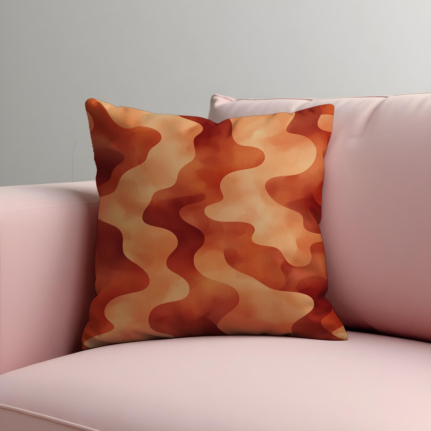 Wavy Retro Throw Pillow Cover, Abstract Earth Tone Cushion Cover