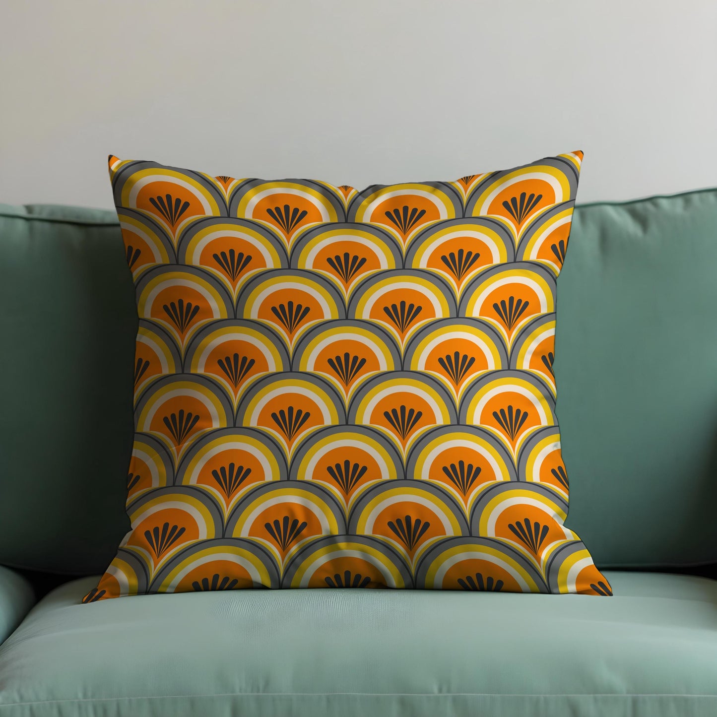 Retro Geometric Cushion Cover, Art Deco Throw Pillow Cover
