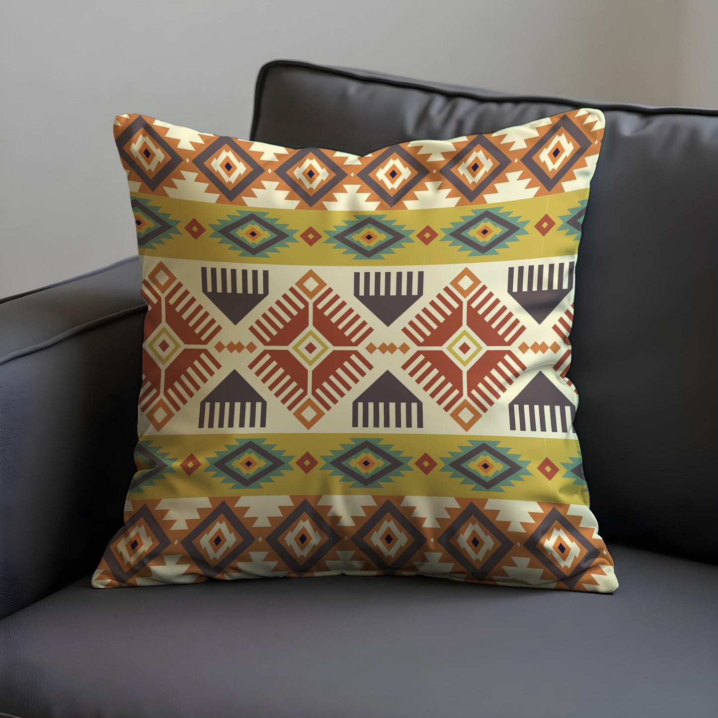 Boho Tribal Cushion Cover, Colorful Aztec Geometric Pillow Case