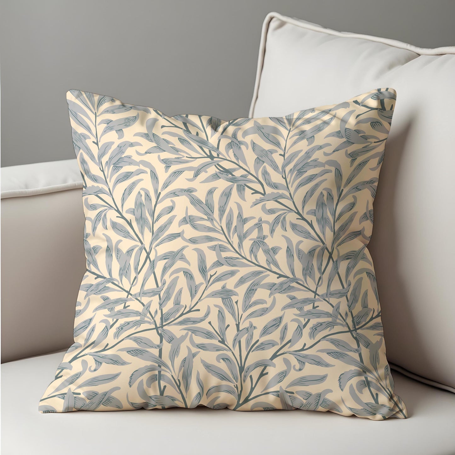 Willow Leaf Pattern Cushion Cover, Botanical Throw Pillowcase