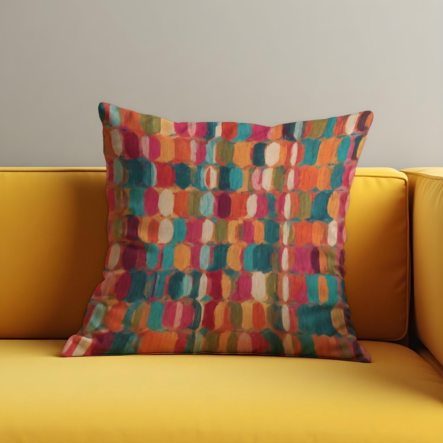 Colorful Abstract Dot Cushion Cover, Teal & Coral Pillow Cover