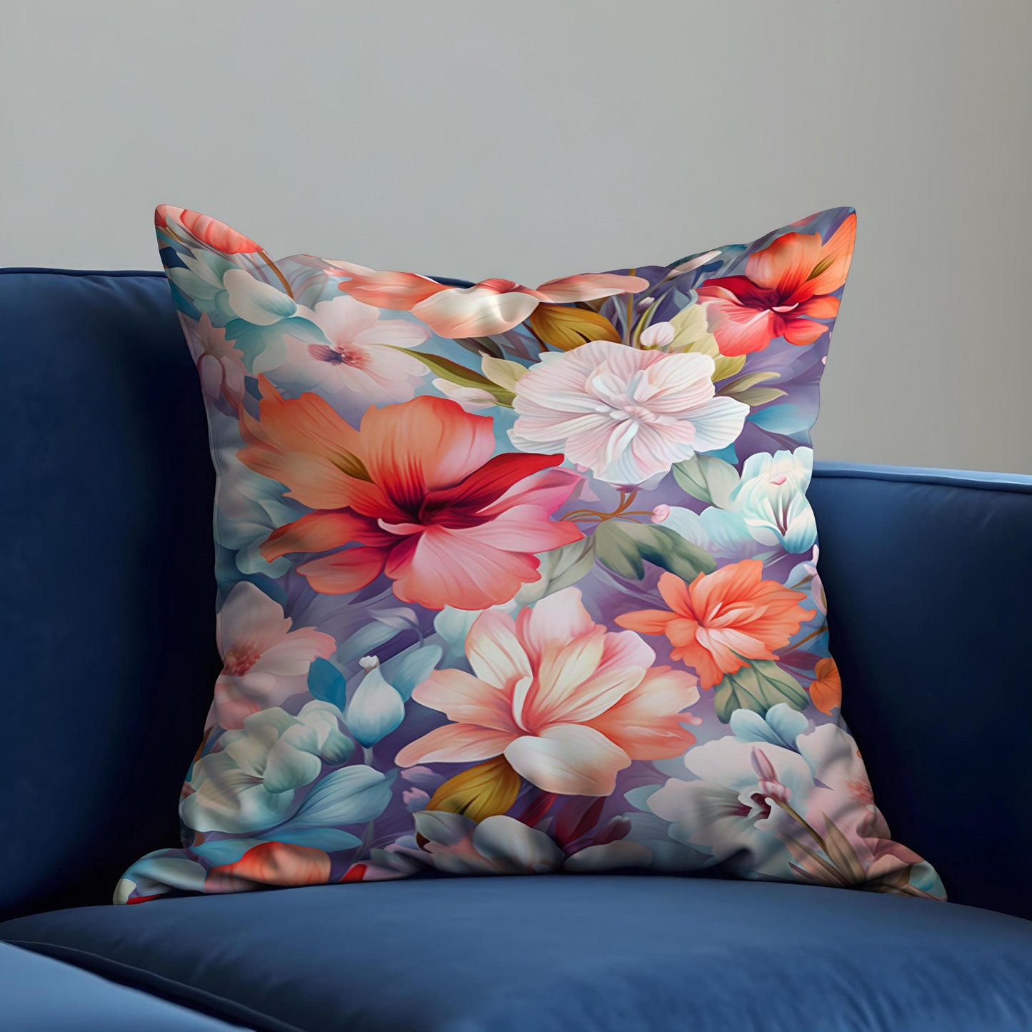 Bloom Cushion Cover, Soft Coral & Blush Flowers Pillow Case