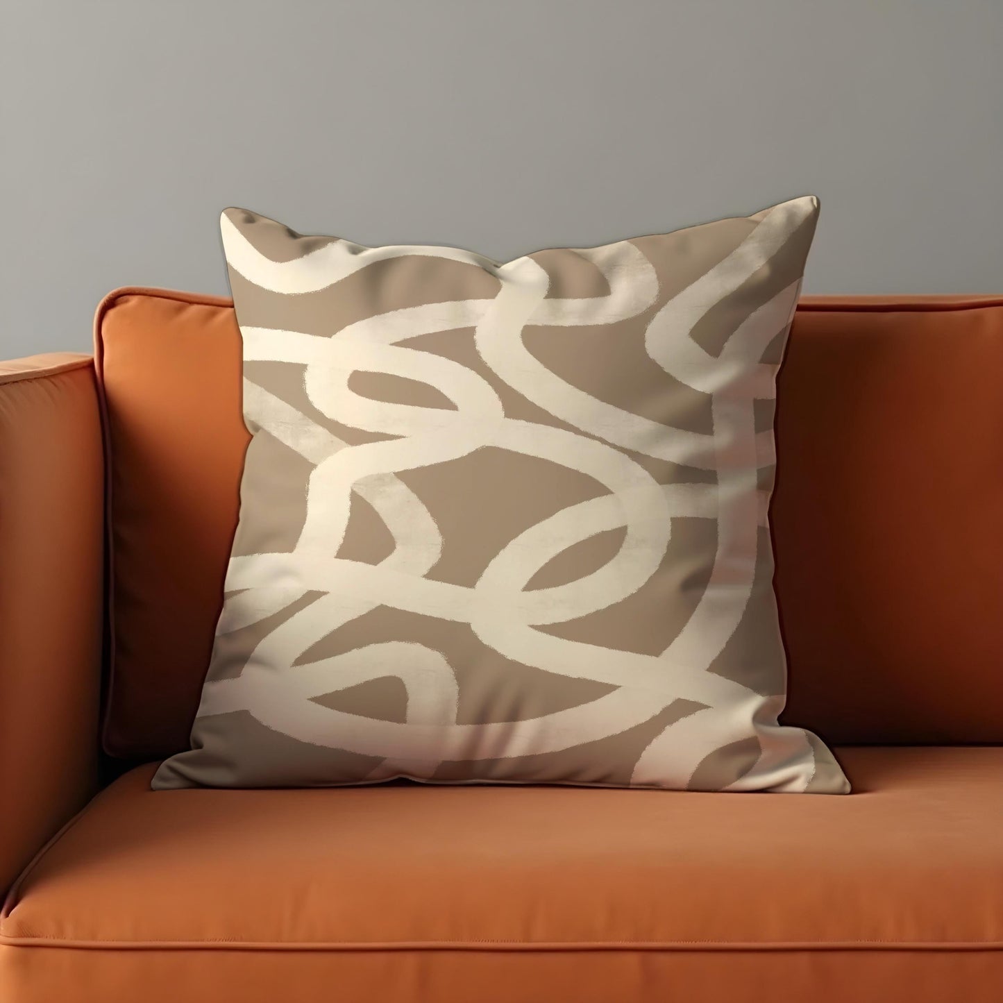 Neutral Abstract Loop Cushion Cover, Minimalist Throw Pillow Cover