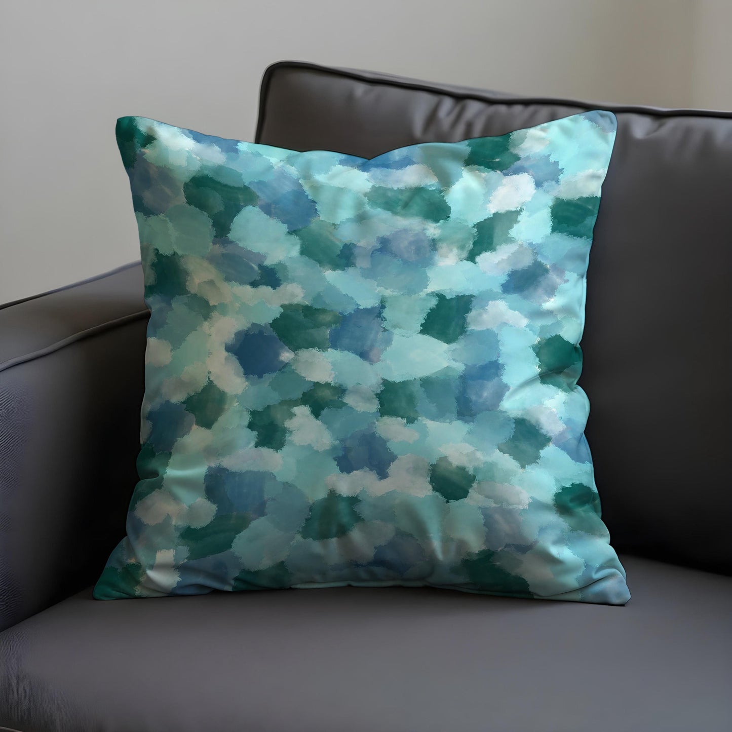 Blue Green Abstract Watercolor Cushion Cover, Coastal Throw Pillow Case