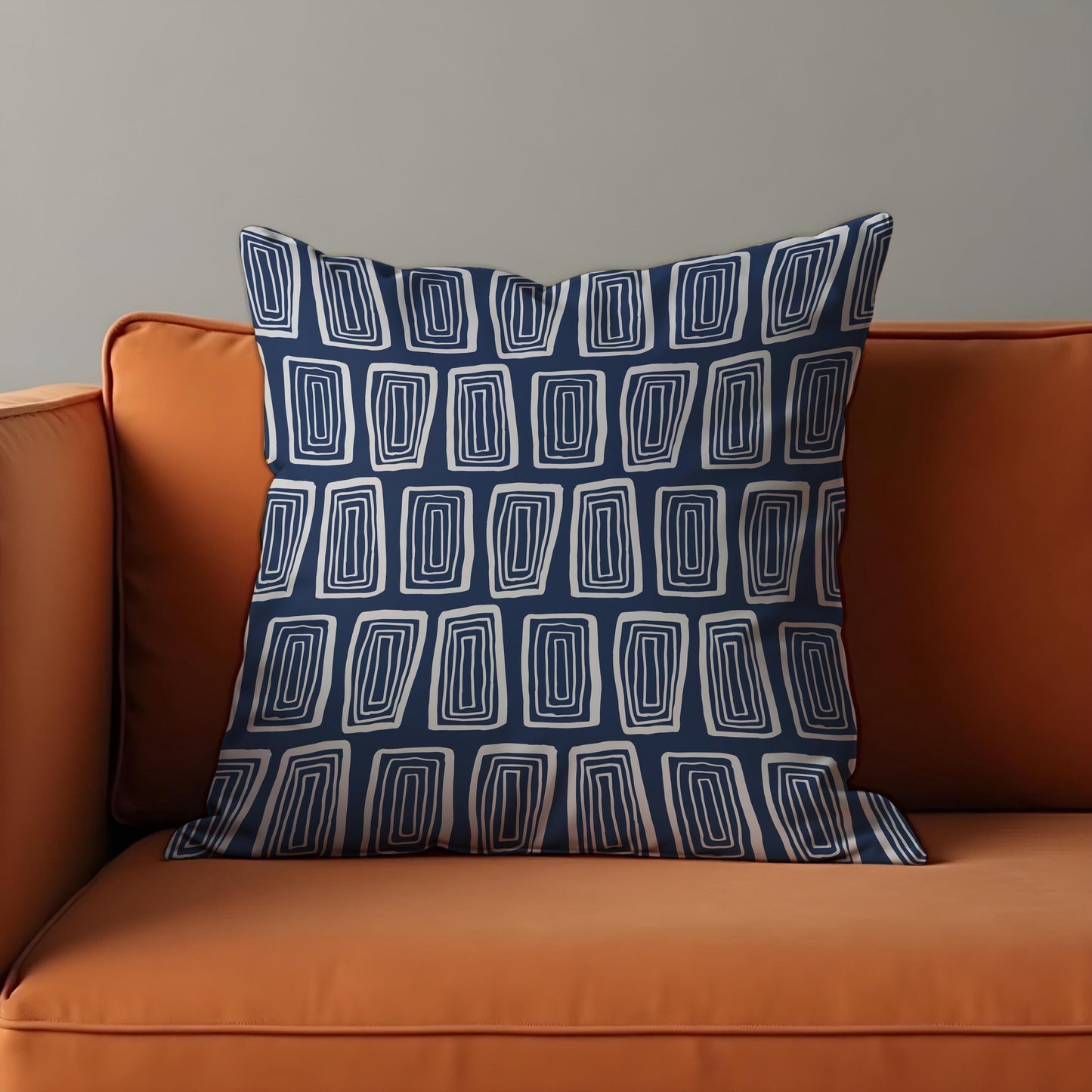 Navy Blue Abstract Cushion Cover, Rectangle Pattern Pillow Case