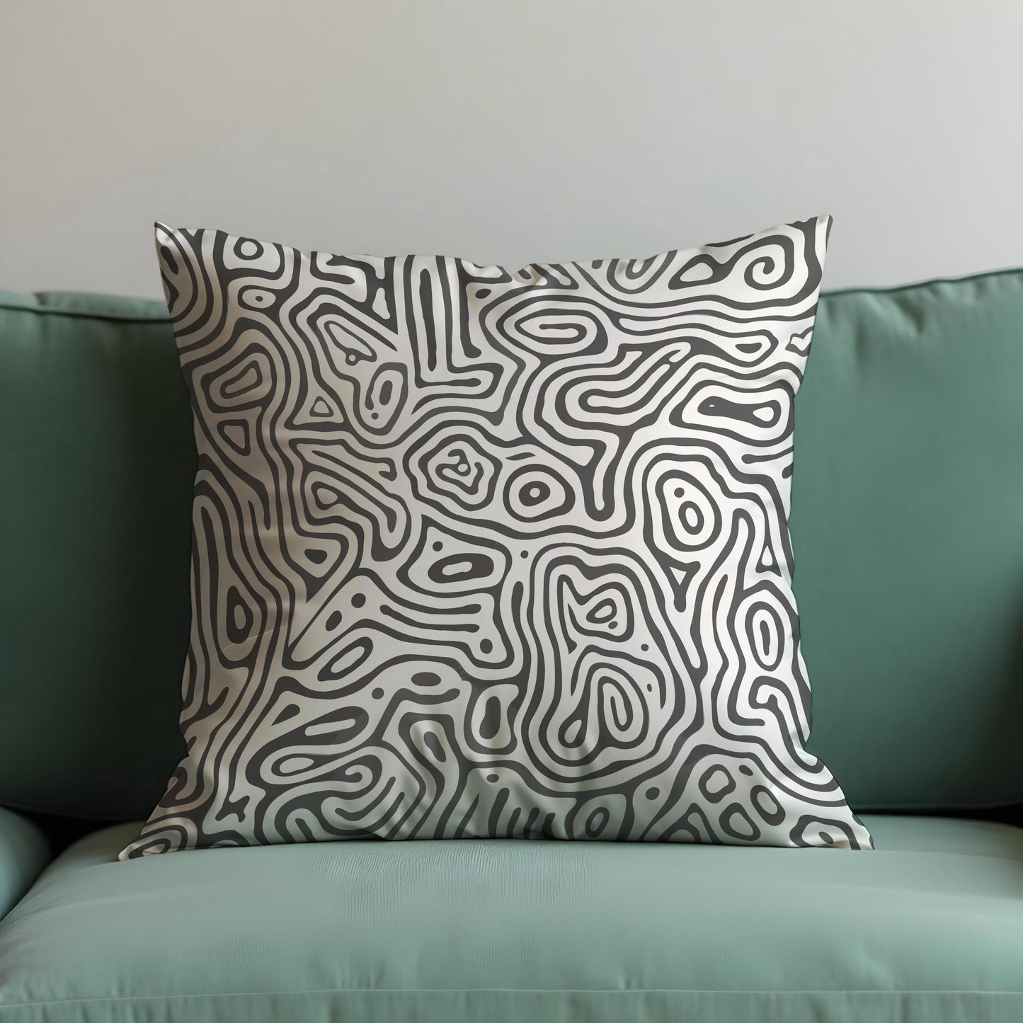 Monochrome Abstract Cushion Cover, Black Line Art Pillow Case