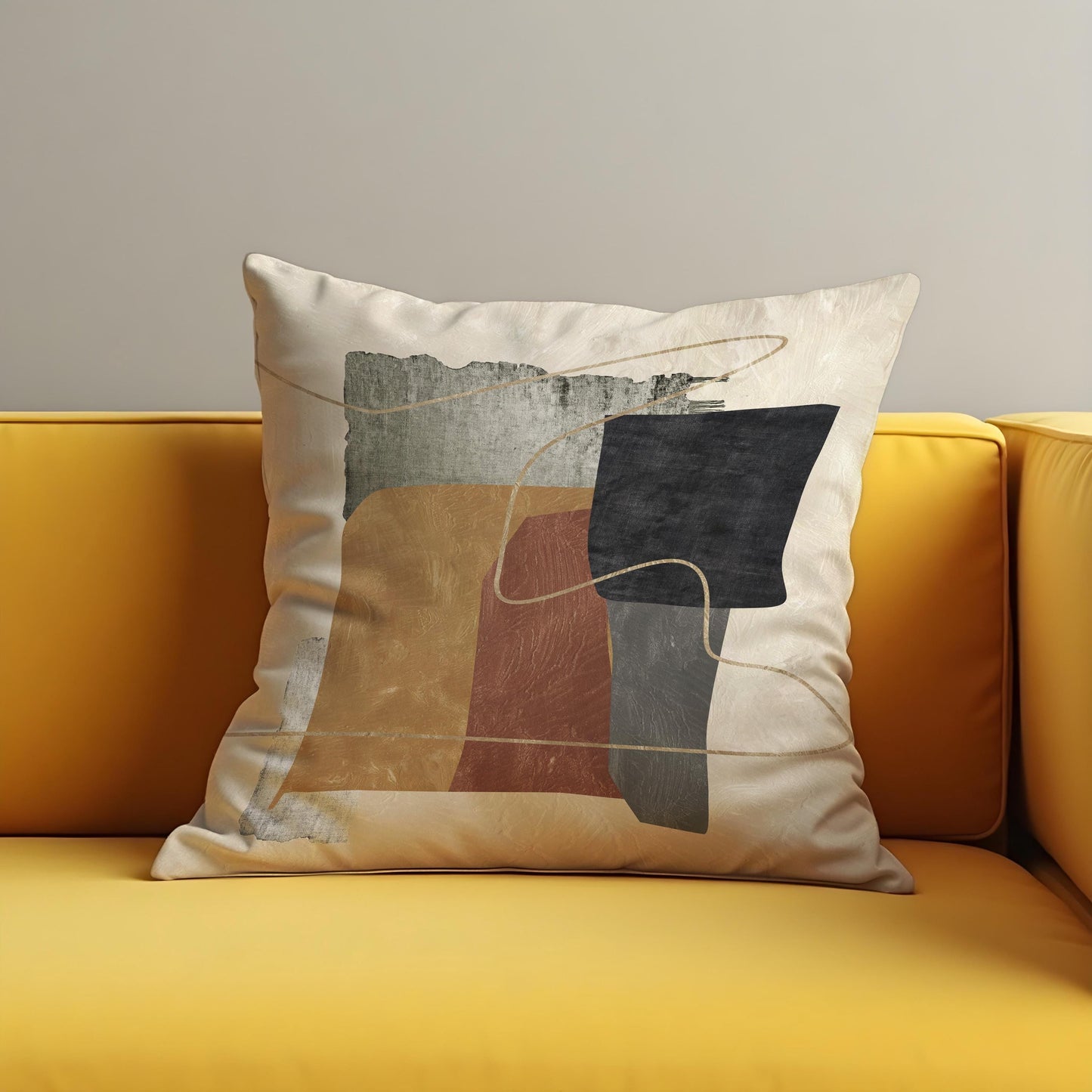 Modern Abstract Cushion Cover, Terracotta & Charcoal Art Print Pillow Case