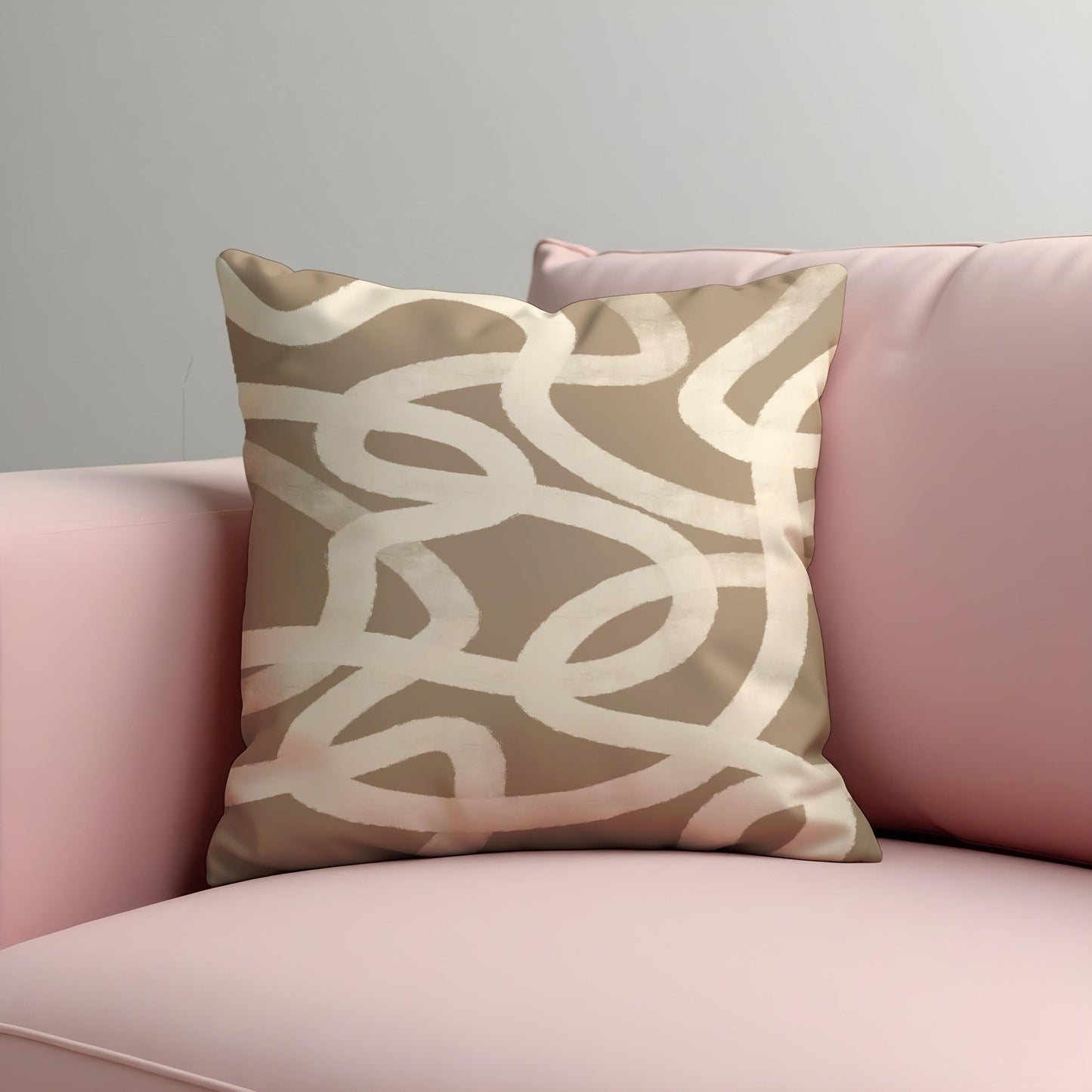 Neutral Abstract Loop Cushion Cover, Minimalist Throw Pillow Cover