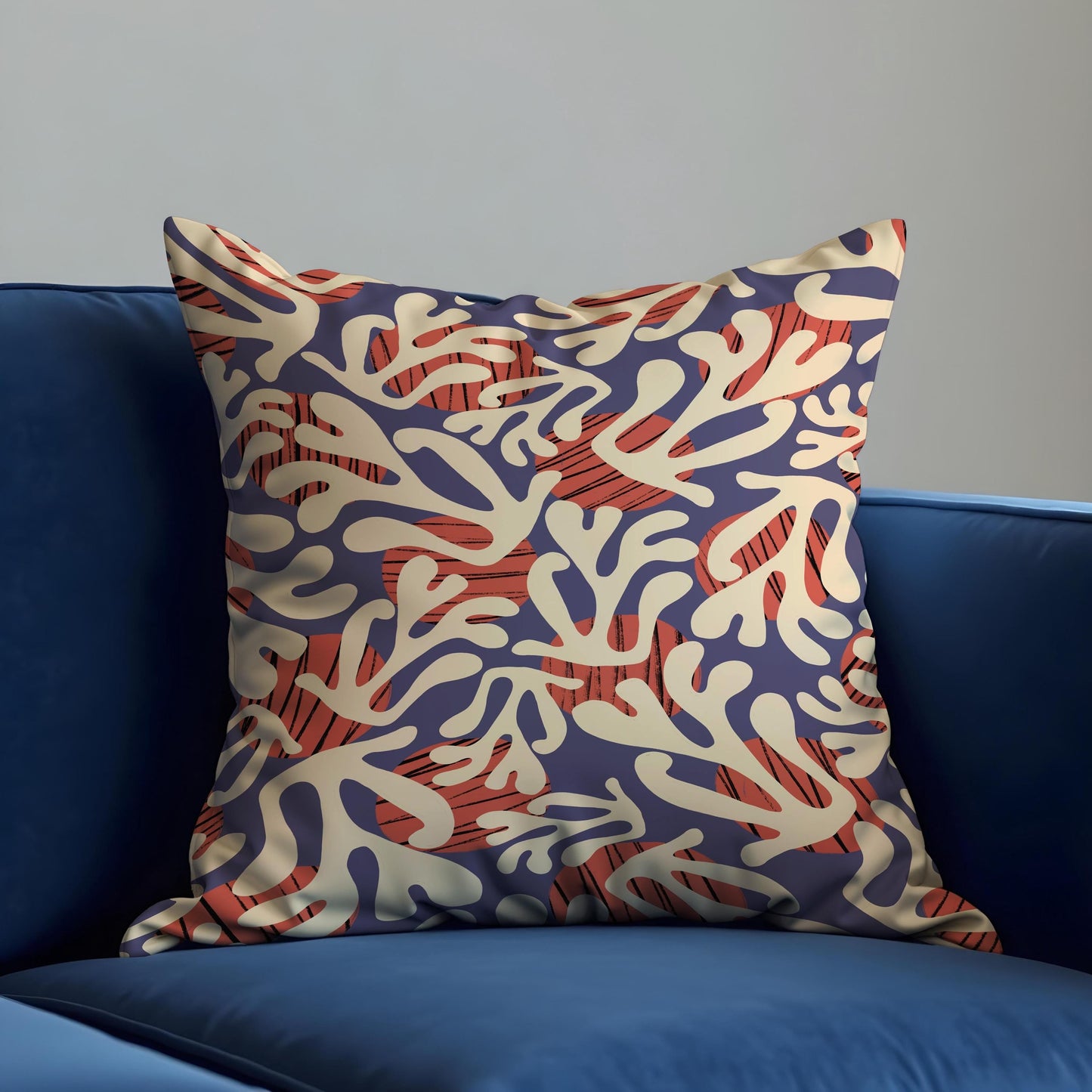 Abstract Coral Reef Cushion Cover, Modern Ocean Pillow Cover