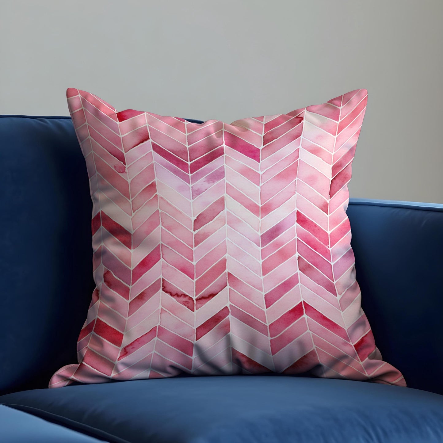 Pink Chevron Cushion Cover, Watercolor Zigzag Throw Pillow Cover