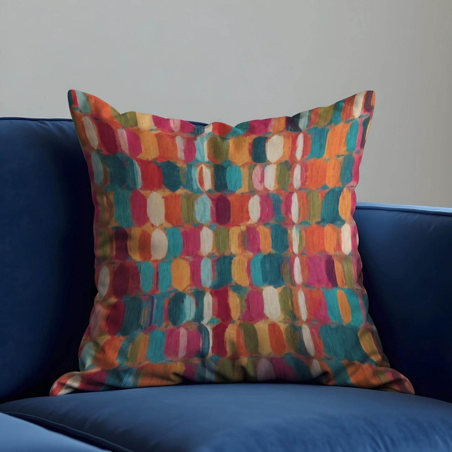 Colorful Abstract Dot Cushion Cover, Teal & Coral Pillow Cover