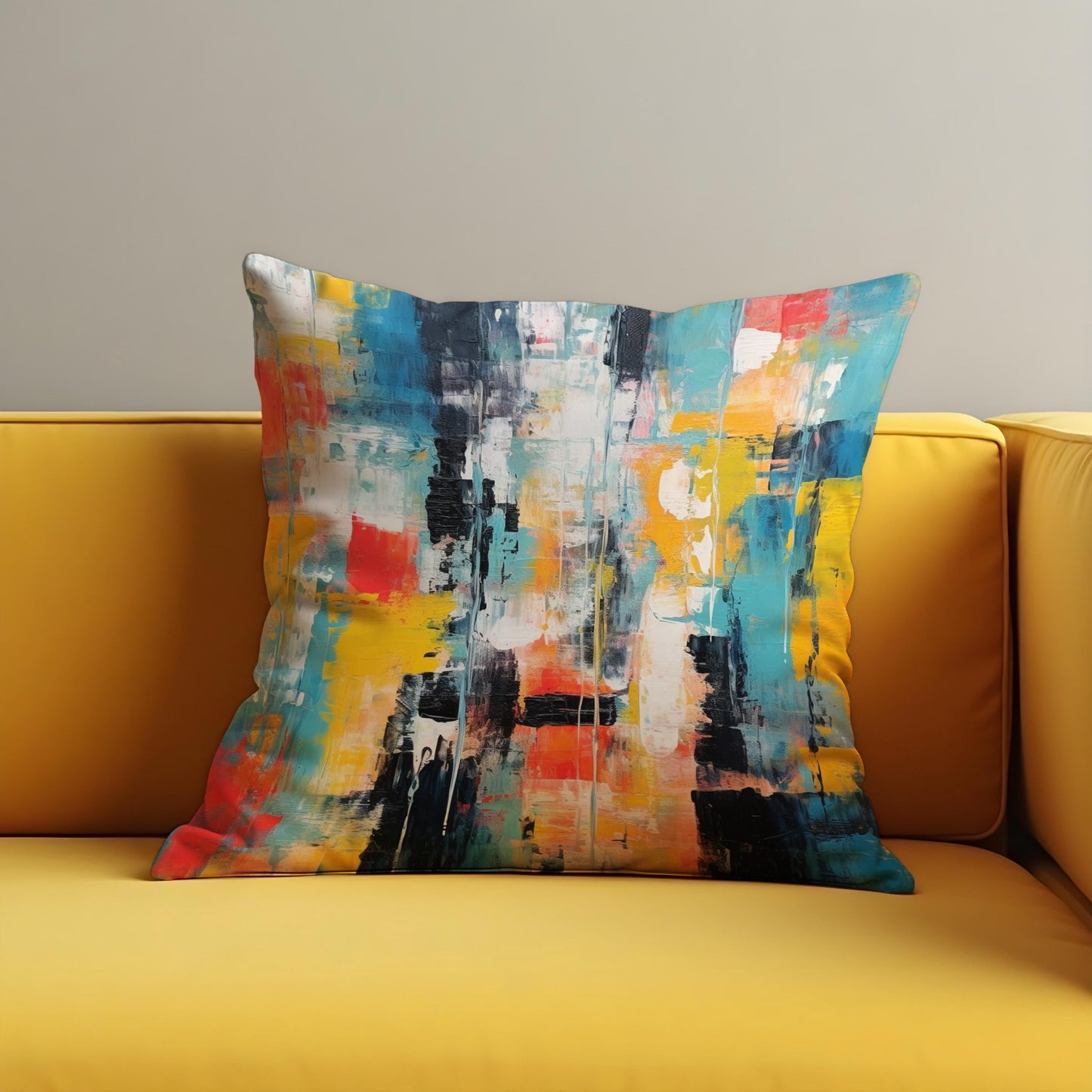 Colorful Abstract Art Cushion Cover, Brushstroke Throw Pillow Case