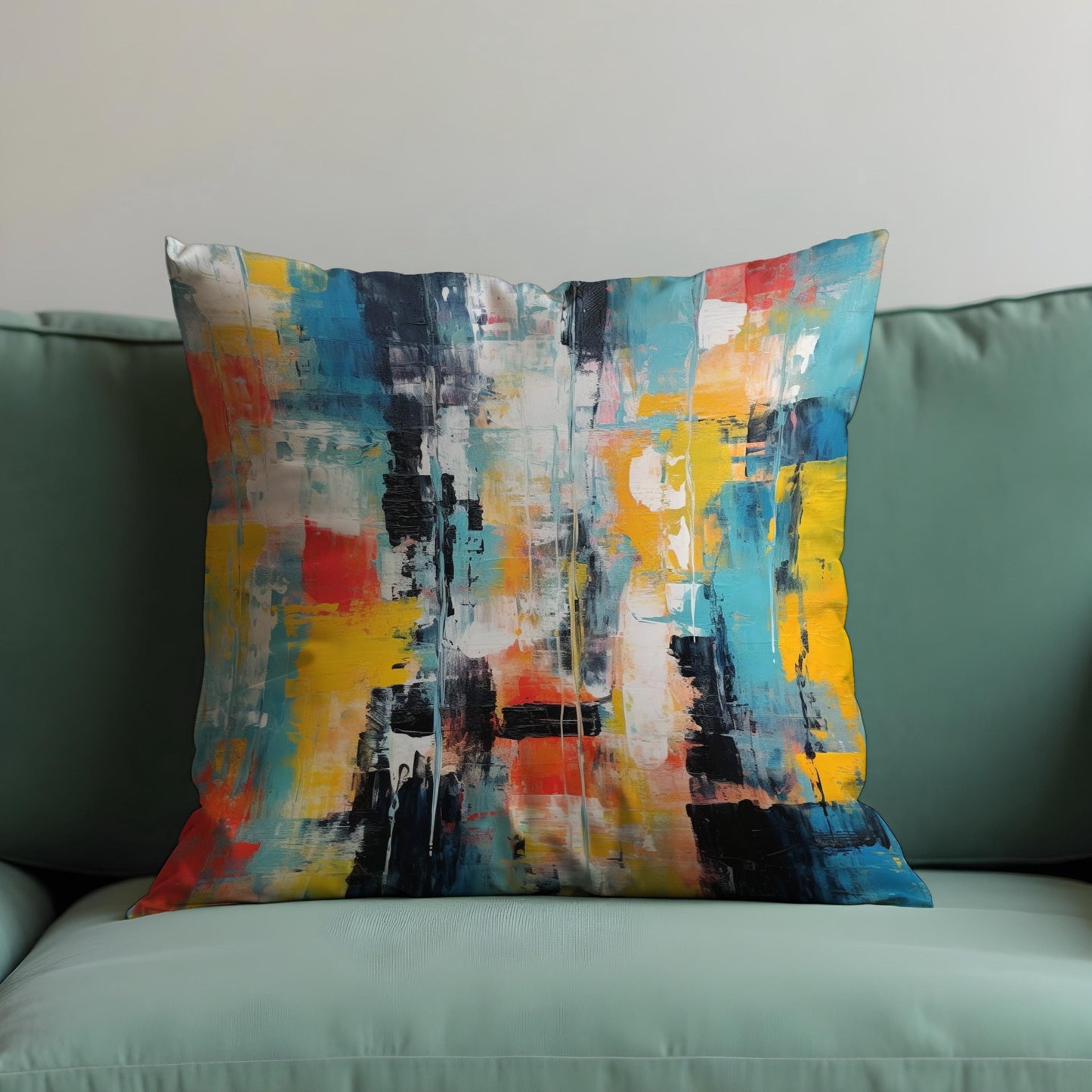 Colorful Abstract Art Cushion Cover, Brushstroke Throw Pillow Case