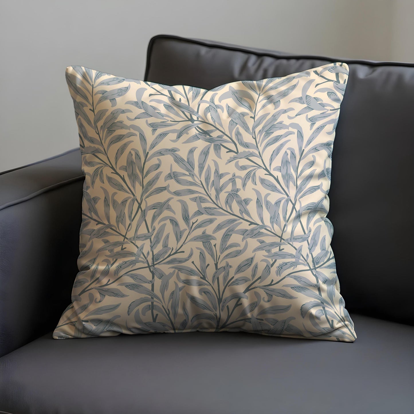 Willow Leaf Pattern Cushion Cover, Botanical Throw Pillowcase