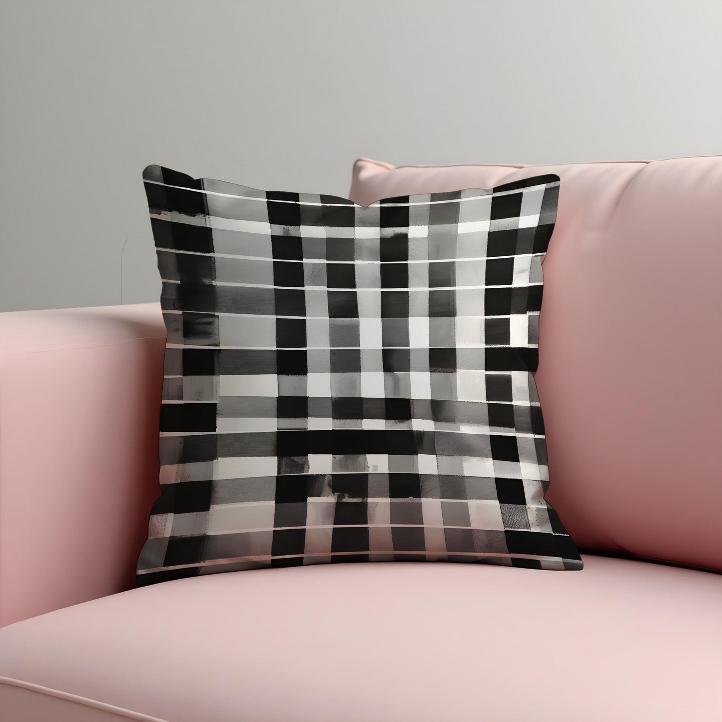 Black & White Plaid Cushion Cover, Modern Checkered Throw Pillow Cover