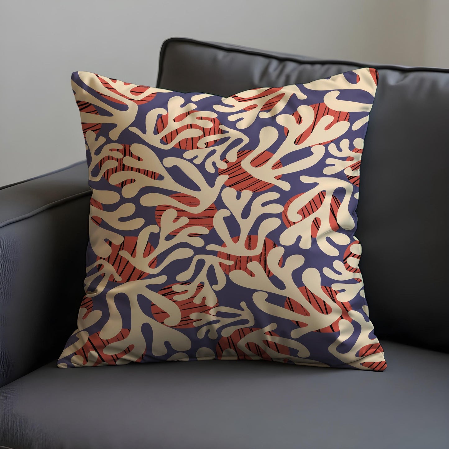 Abstract Coral Reef Cushion Cover, Modern Ocean Pillow Cover