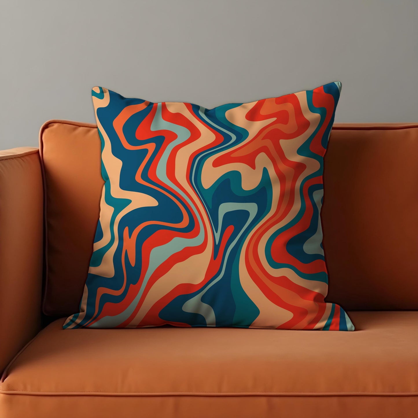 Psychedelic Swirl Cushion Cover, Retro Groovy Abstract Pillow Cover