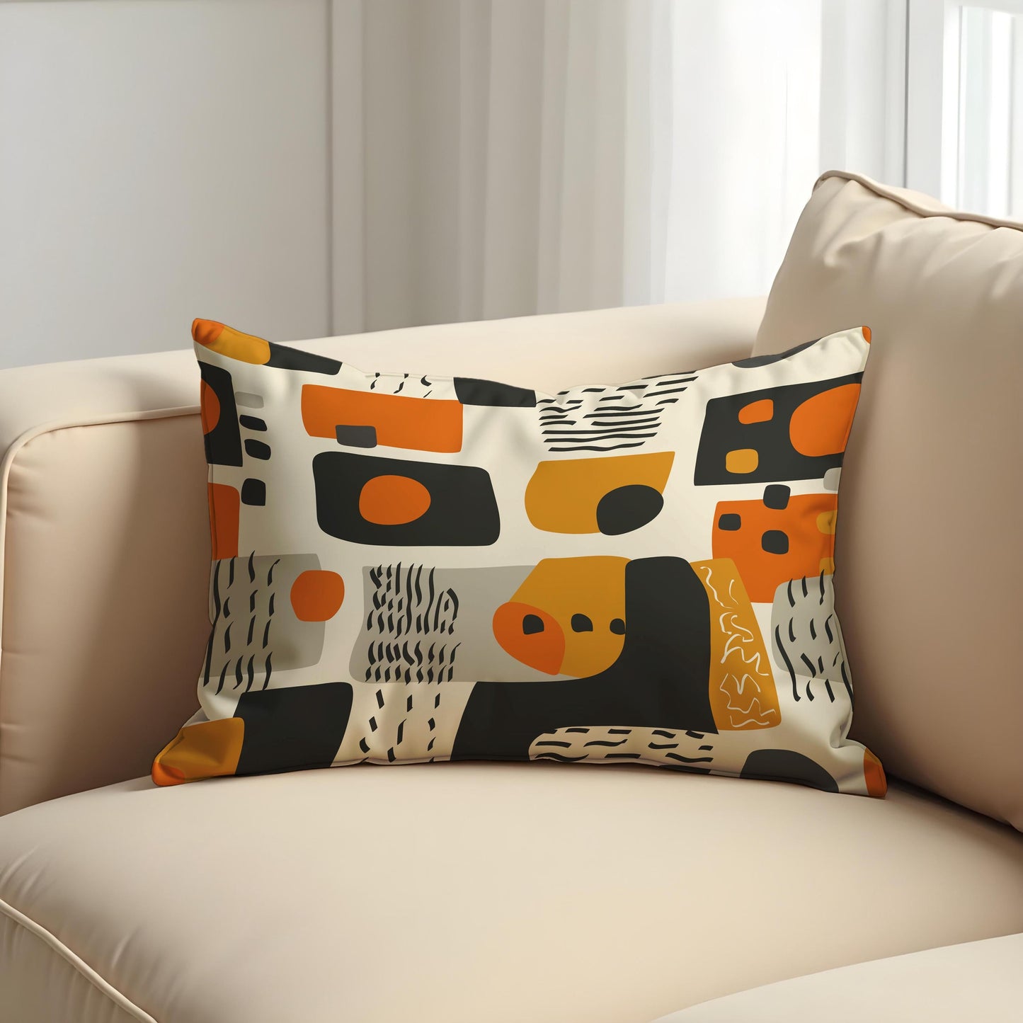 Modern Abstract Cushion Cover, Geometric Shapes Pillow Case