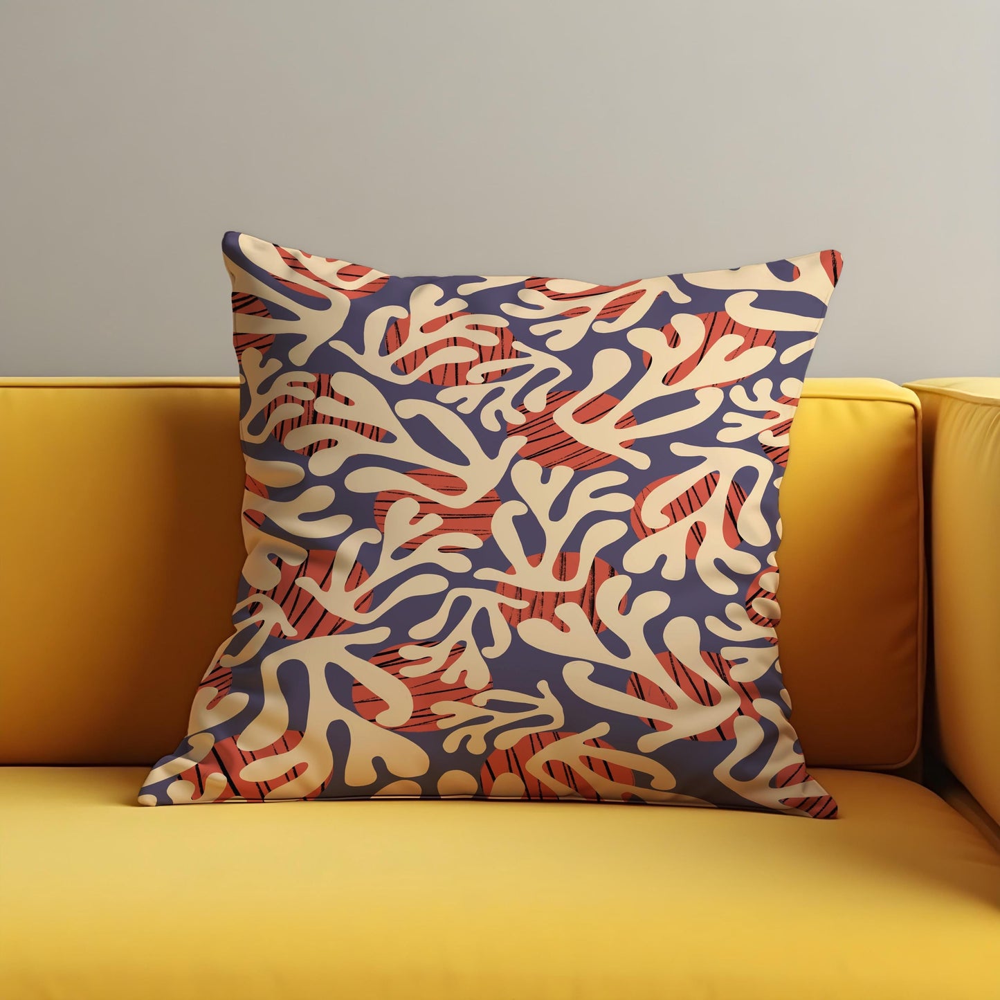 Abstract Coral Reef Cushion Cover, Modern Ocean Pillow Cover