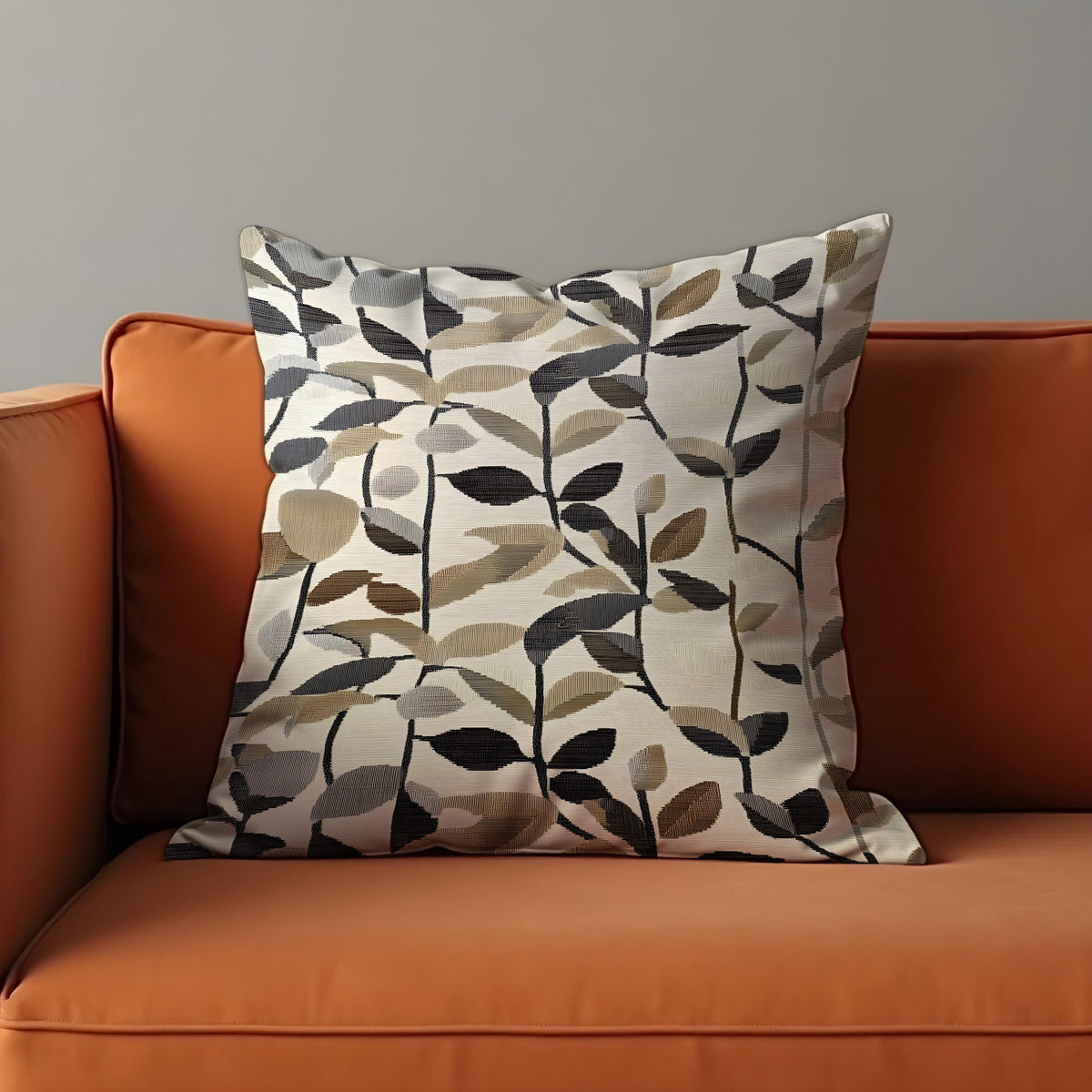 Neutral Leaf Cushion Cover, Earth Tone Pillow Case