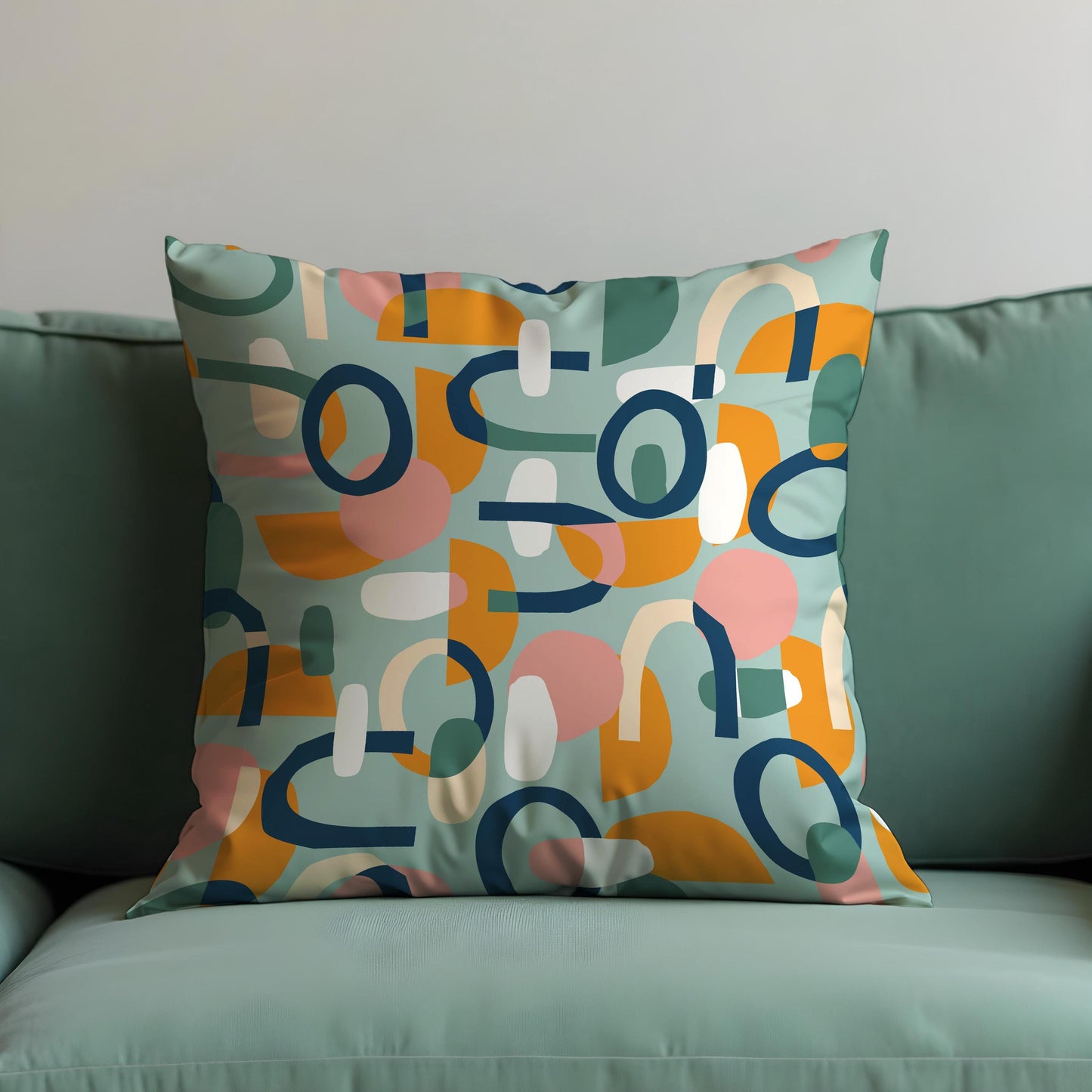 Modern Abstract Cushion Cover, Colorful Mid-Century Throw Pillow Cover