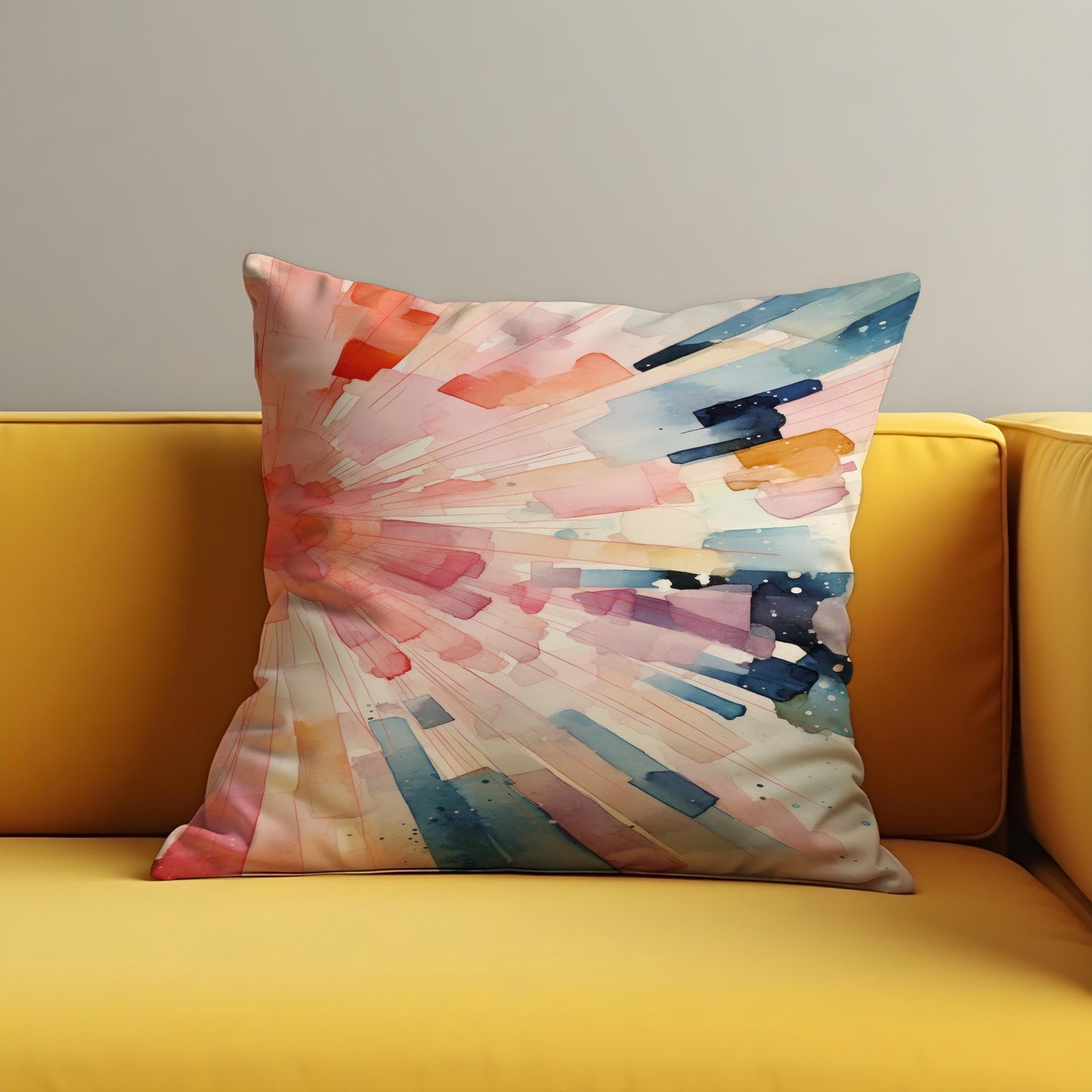 Watercolor Burst Cushion Cover, Abstract Color Explosion Throw Pillow Cover