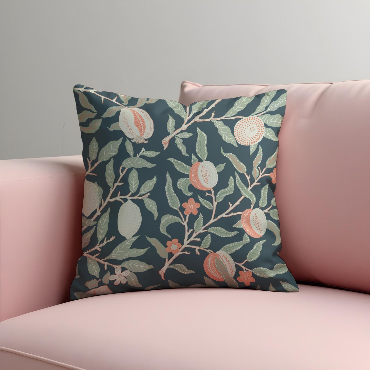 Classic Fruit Tree Cushion Cover, Botanical Pomegranate Pillow Cover
