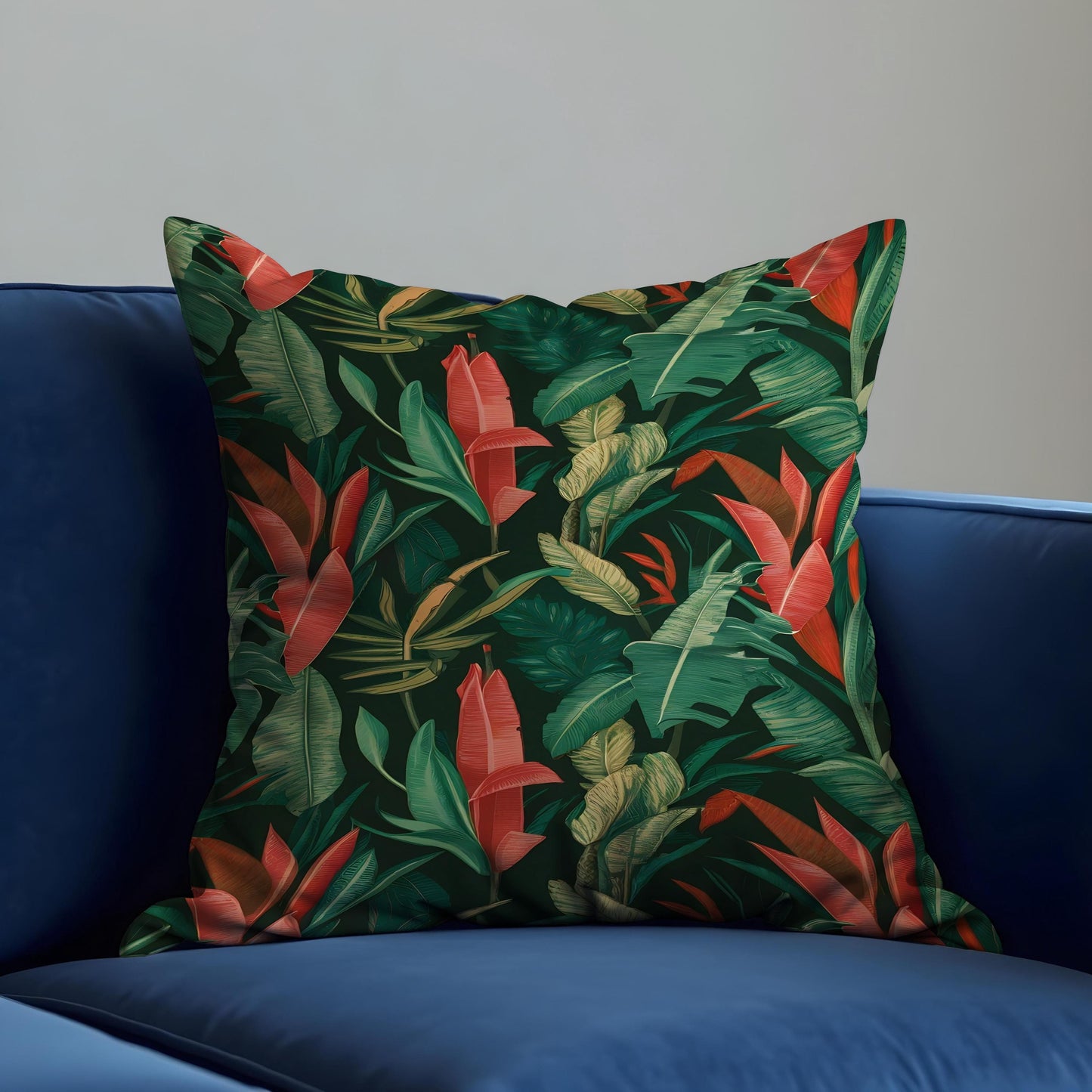 Tropical Banana Leaf Cushion Cover, Dark Green Jungle Pillowcase