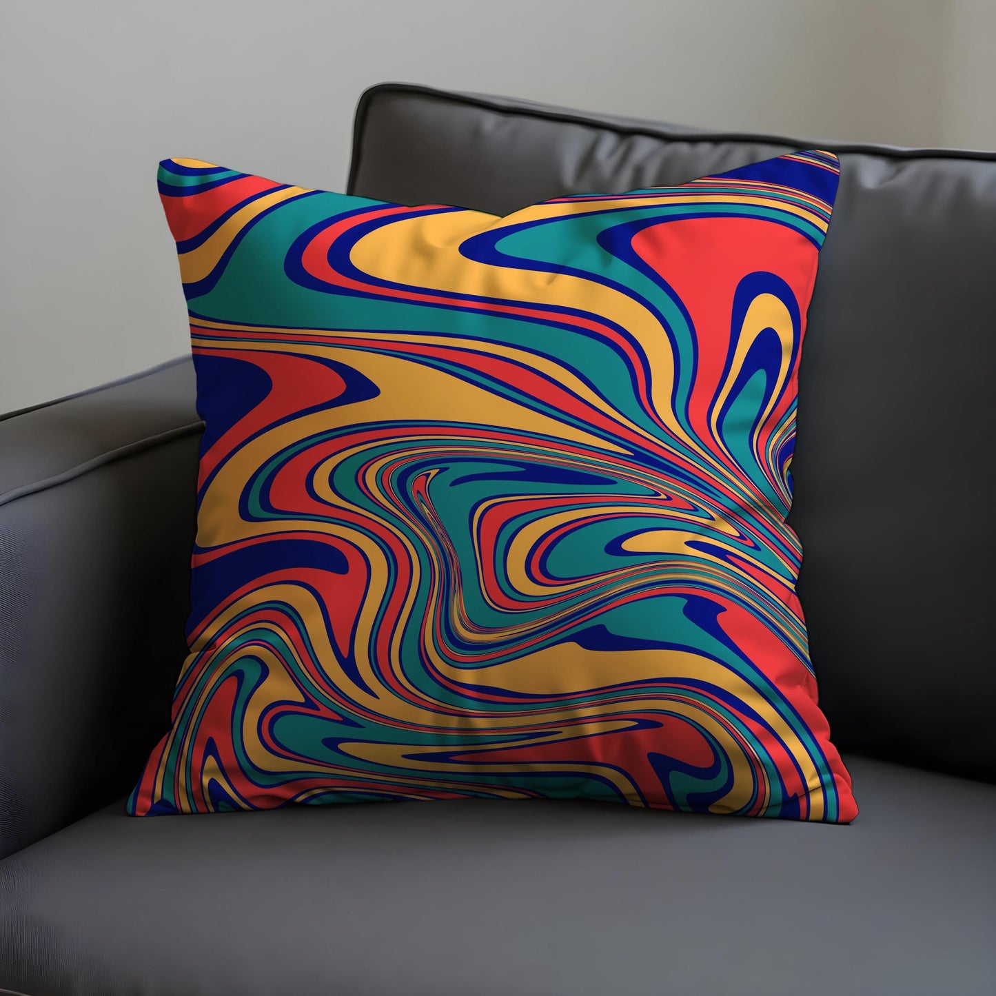 Abstract Swirl Cushion Cover, Vibrant Colorful Pillow Case