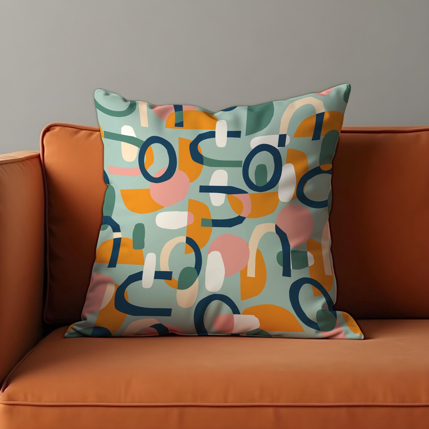 Modern Abstract Cushion Cover, Colorful Mid-Century Throw Pillow Cover